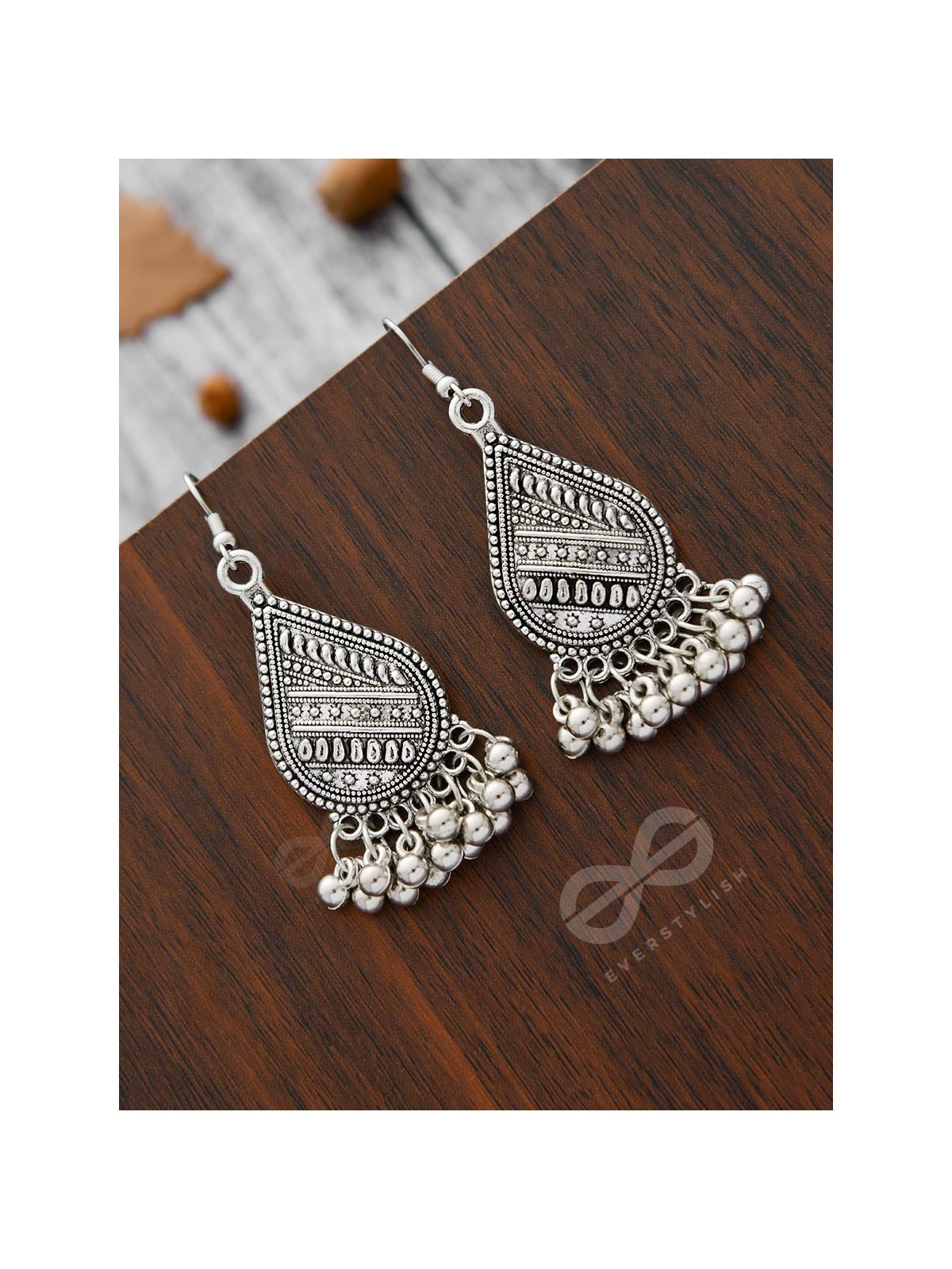 The Intricate Droplets - Oxidised Boho Earrings