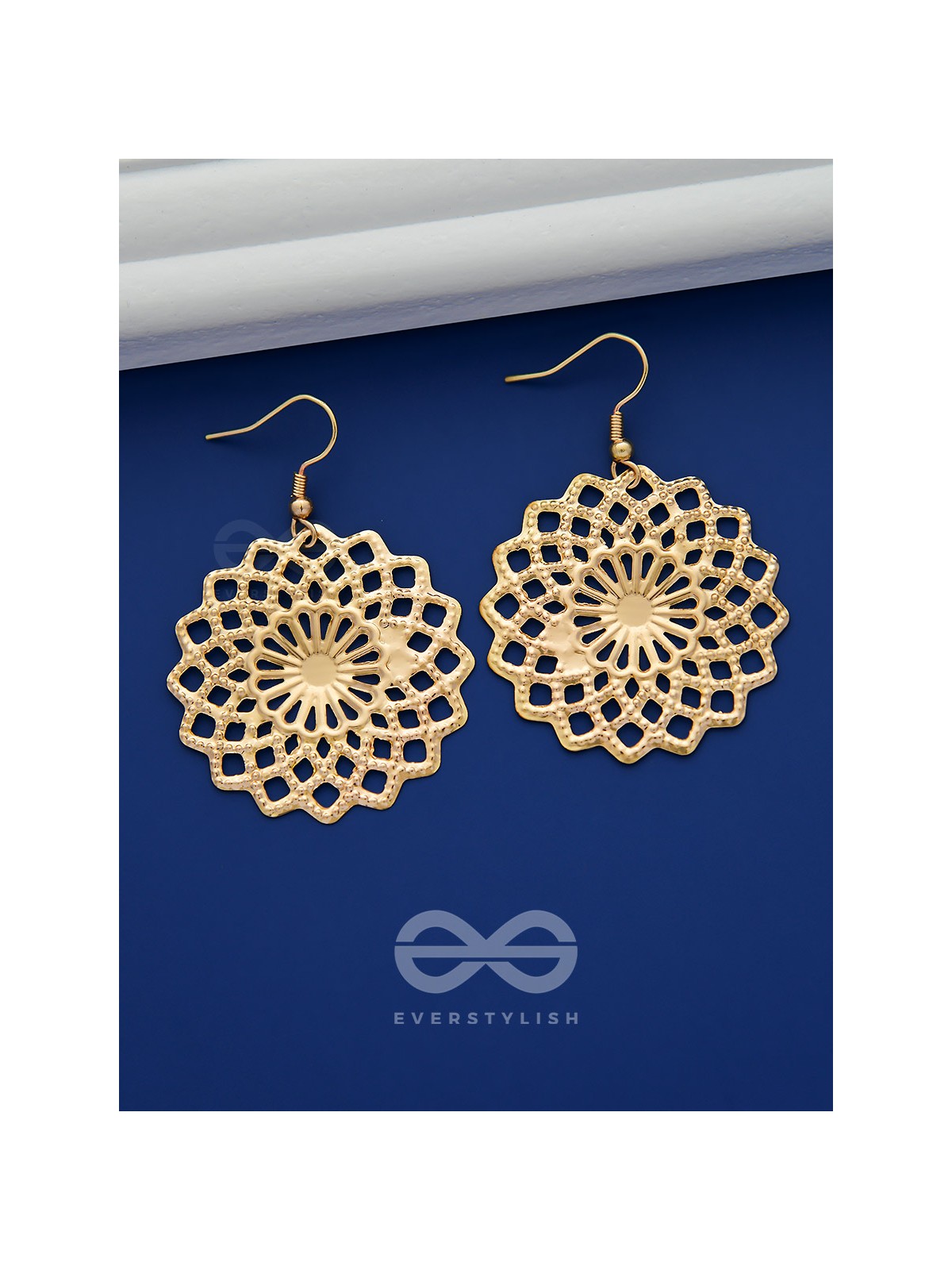 The Geometric Graceful Sun - Golden Casual Earrings
