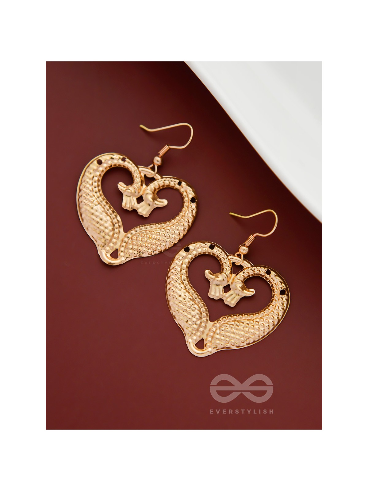 The Intricate Peacock Artwork - Golden Casual Earrings