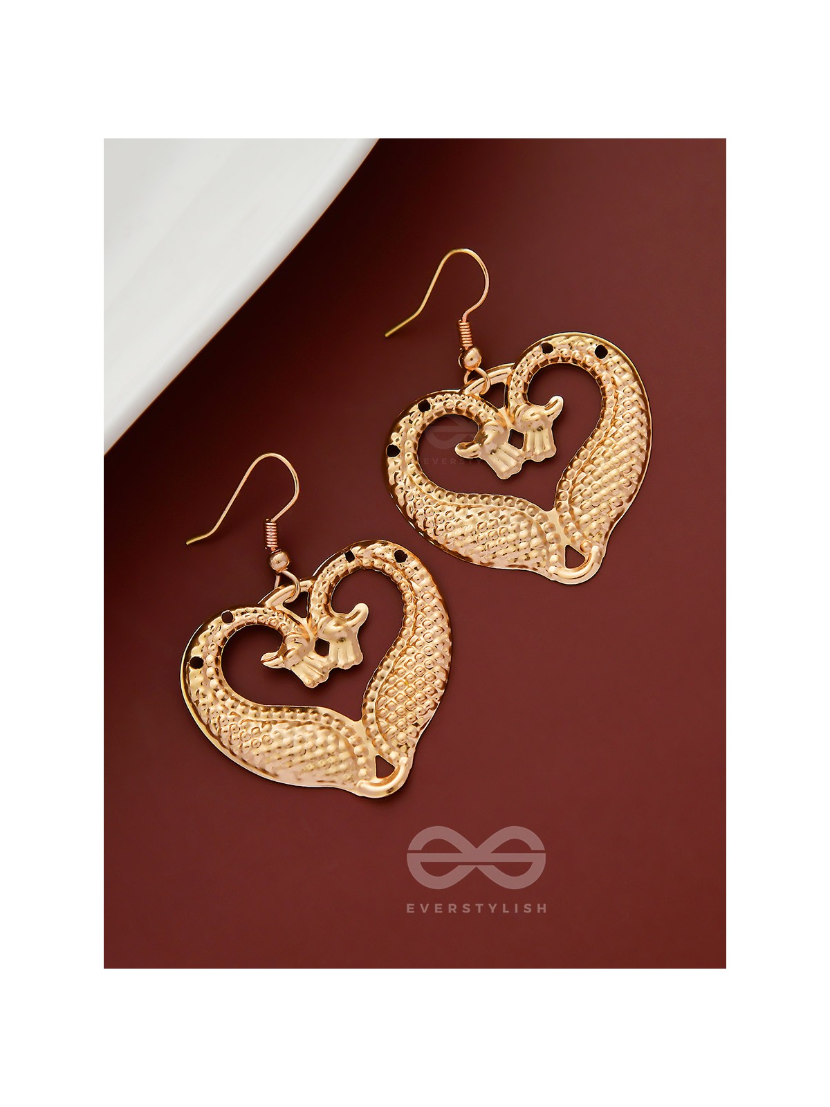 The Intricate Peacock Artwork - Golden Casual Earrings