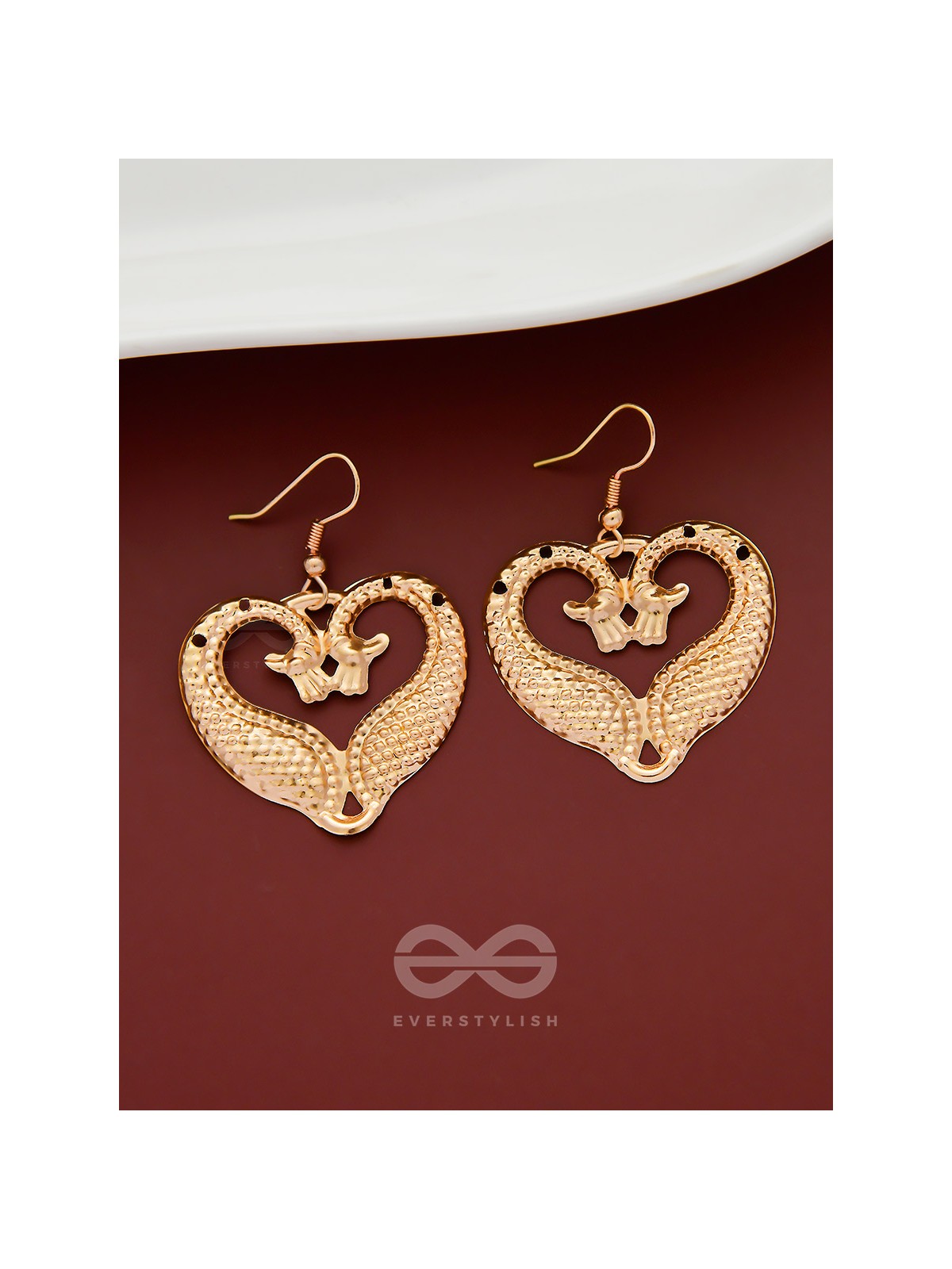 The Intricate Peacock Artwork - Golden Casual Earrings