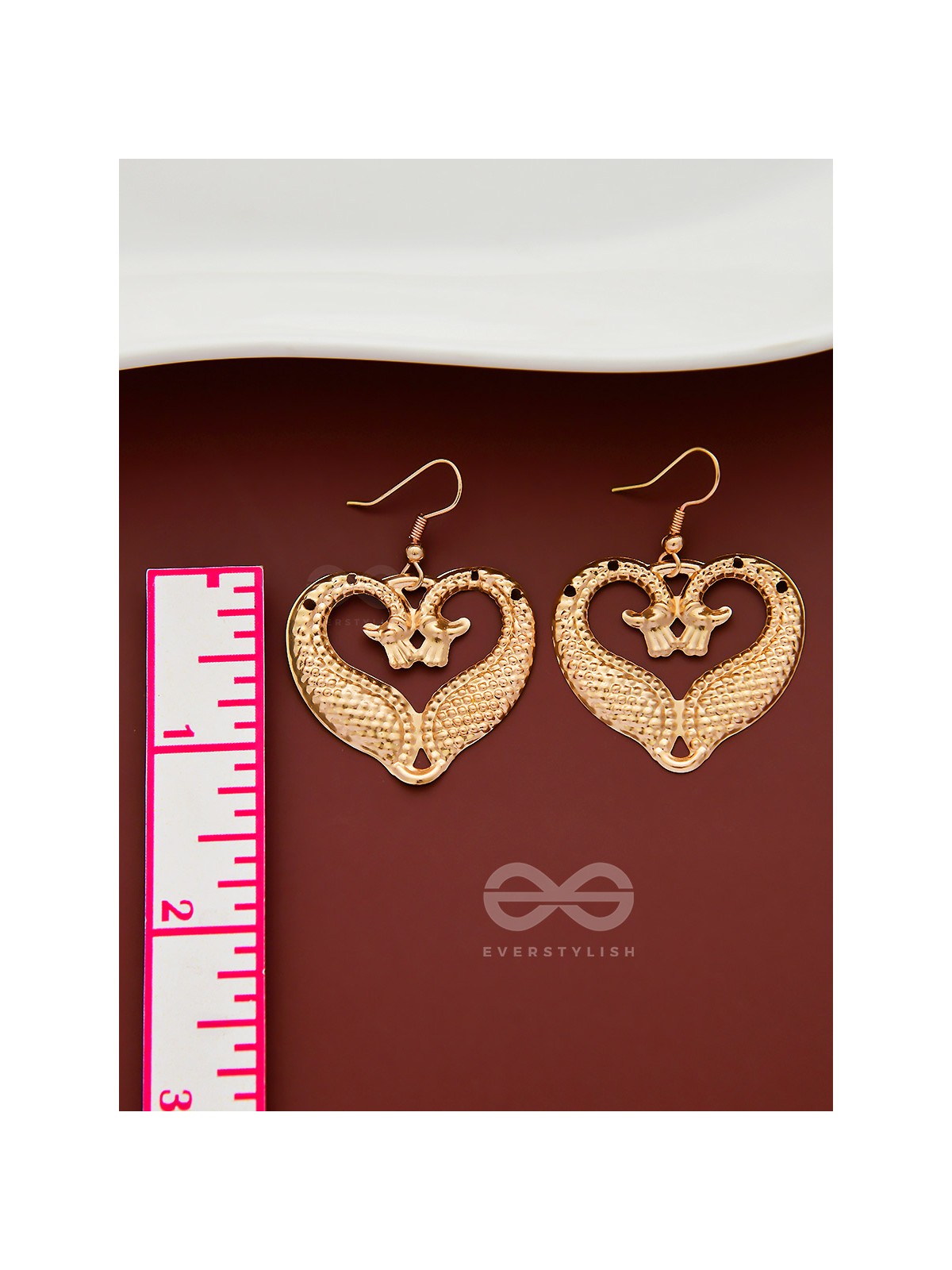 The Intricate Peacock Artwork - Golden Casual Earrings