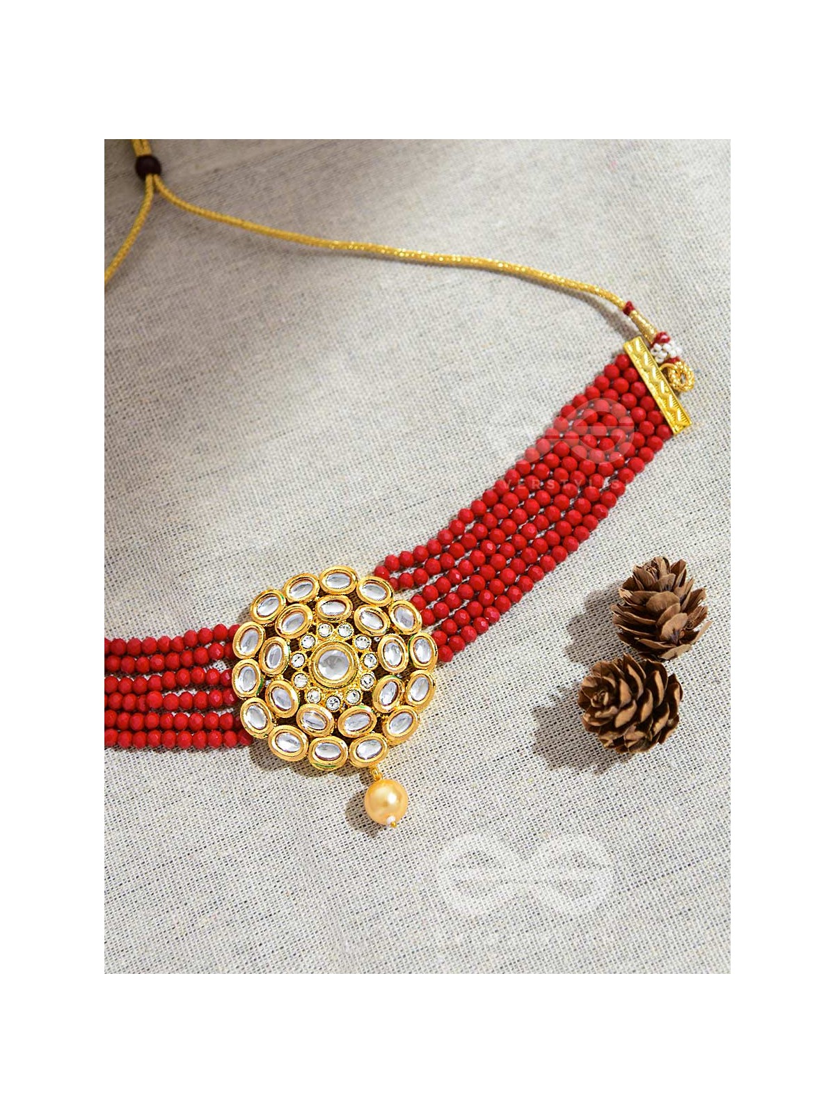 Royalty of the Sultanate - Set of Choker and Earrings (Red)