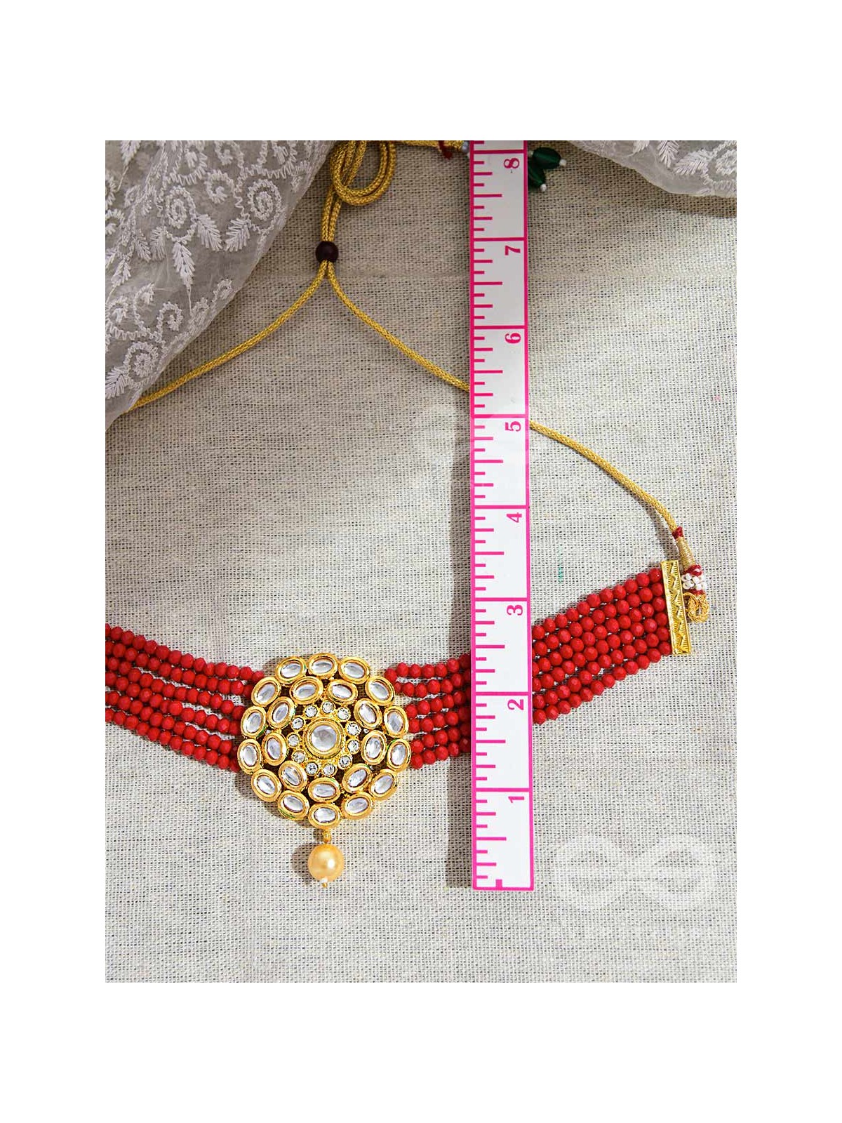 Royalty of the Sultanate - Set of Choker and Earrings (Red)