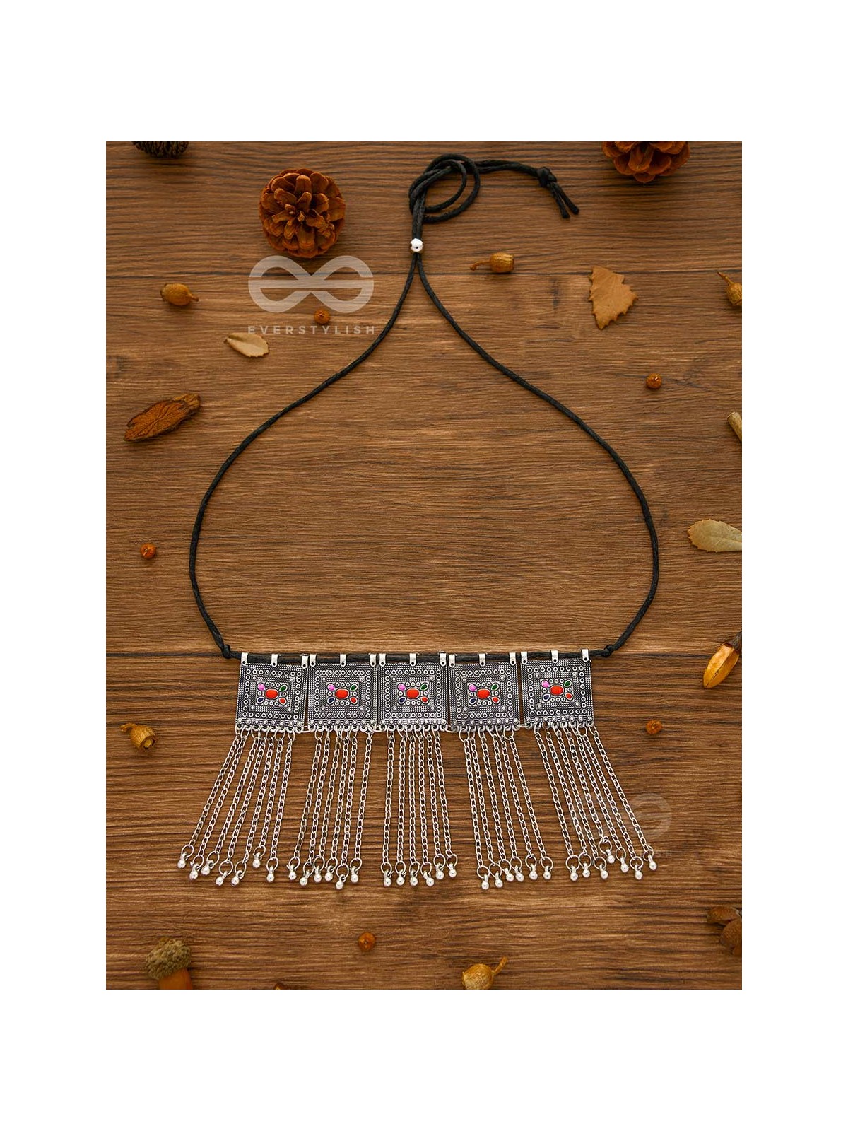 The Bohemian Geometry - Enamelled Oxidised Choker