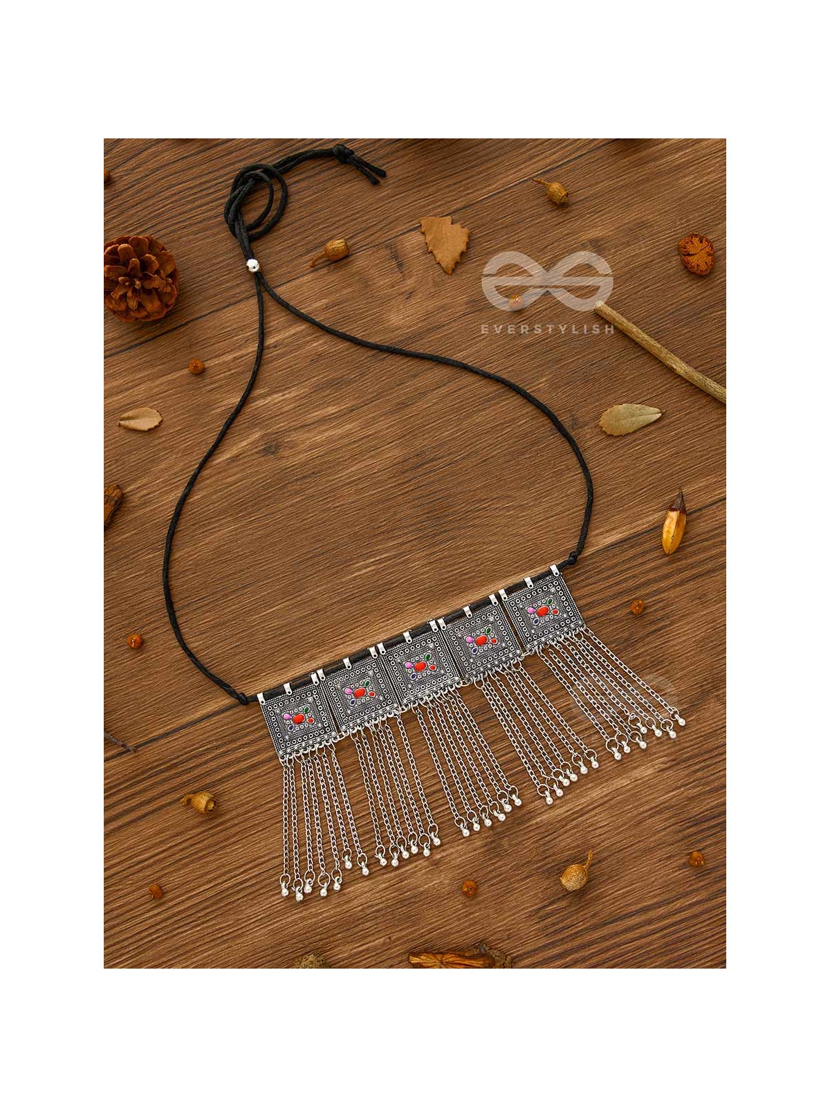 The Bohemian Geometry - Enamelled Oxidised Choker