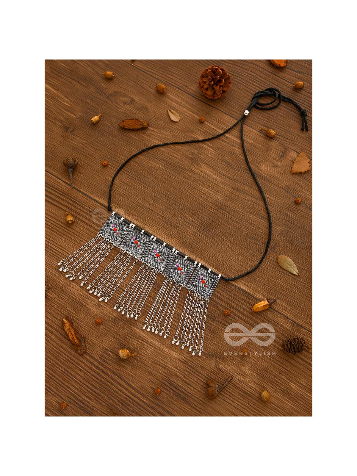 The Bohemian Geometry - Enamelled Oxidised Choker