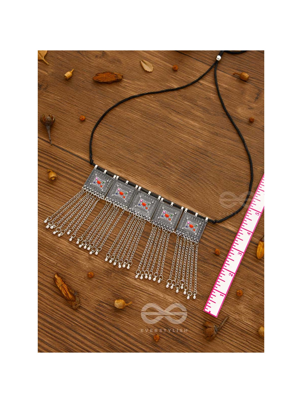 The Bohemian Geometry - Enamelled Oxidised Choker