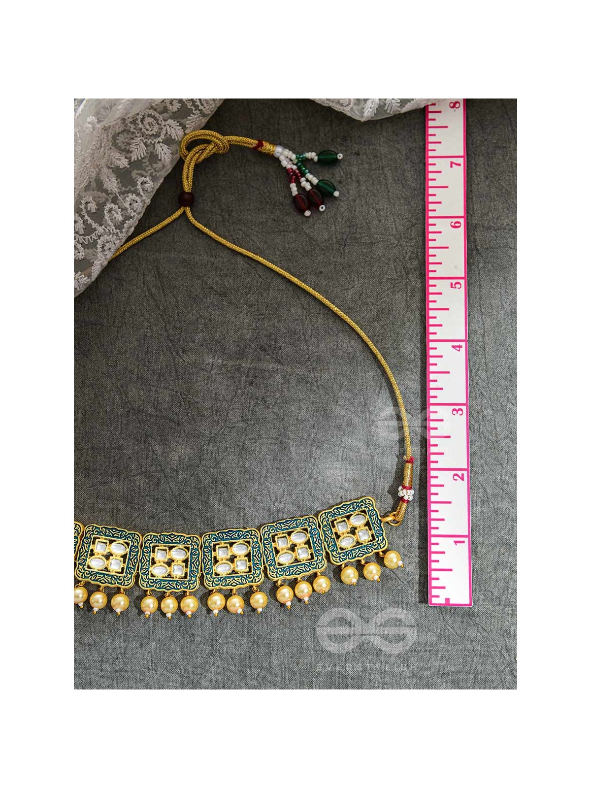 The Windows of Opulence - Set of Statement Choker and Earrings( PINE)