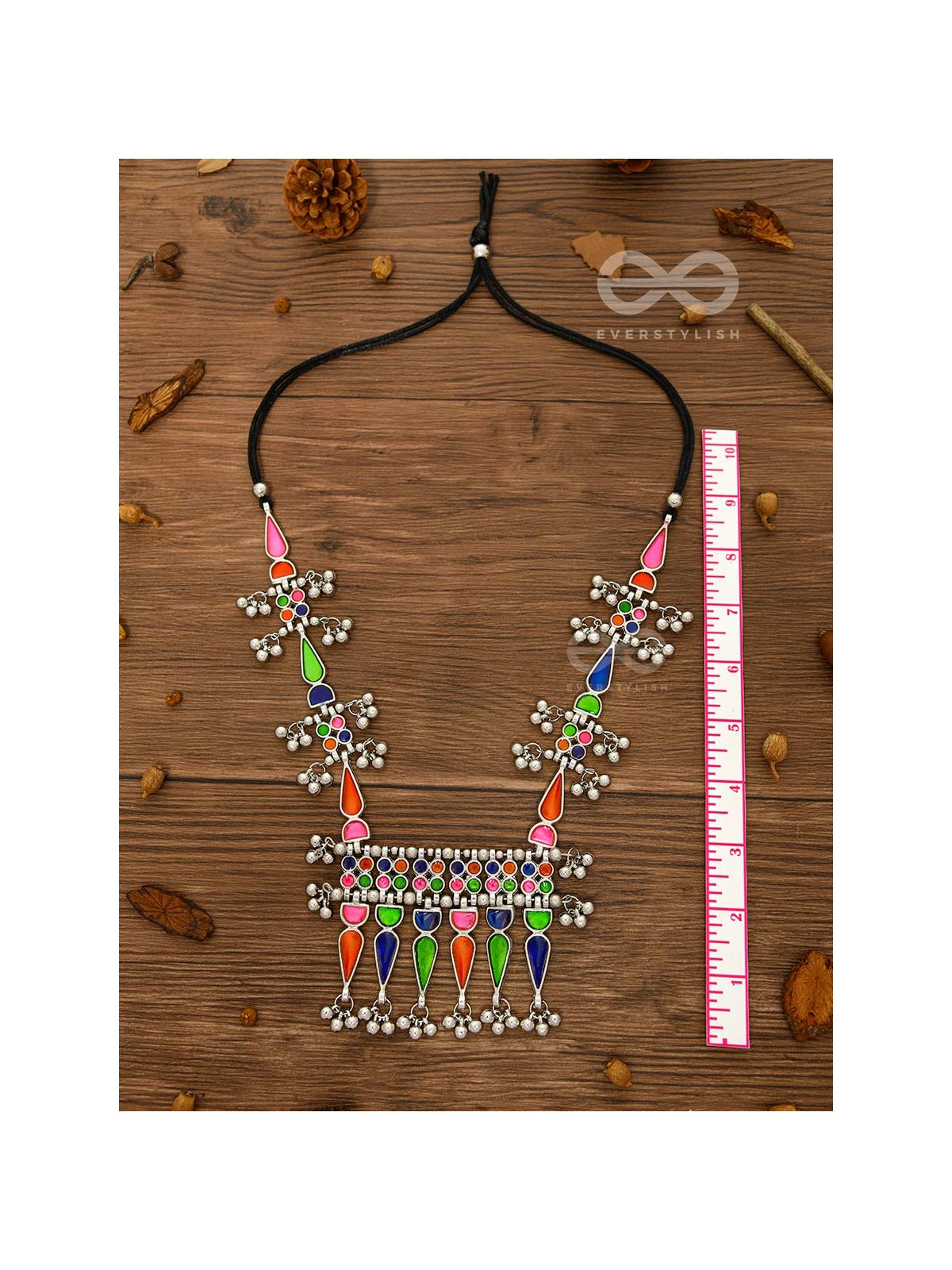 The Bohemian Jaw Droppers - Statement Set of Meenakari Neckpiece and Earrings (Multicolor)