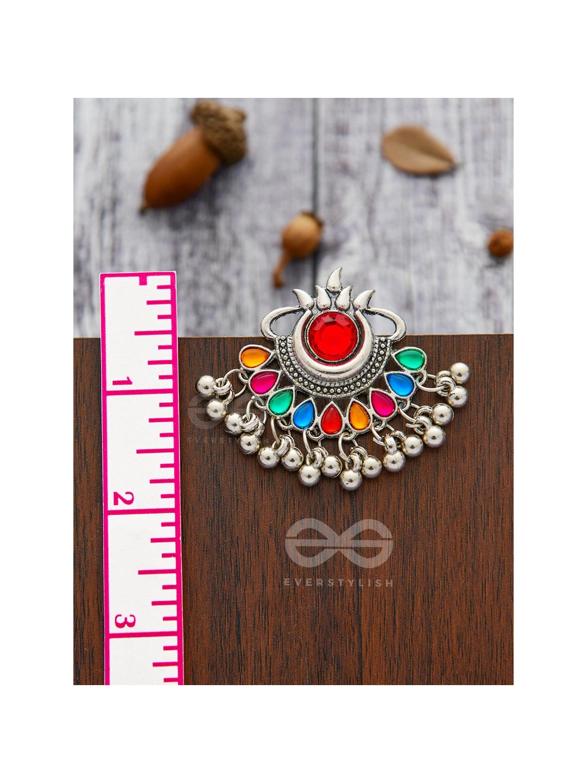 A Bohemian Tale - Embellished Oxidised Earrings (Multicoloured)
