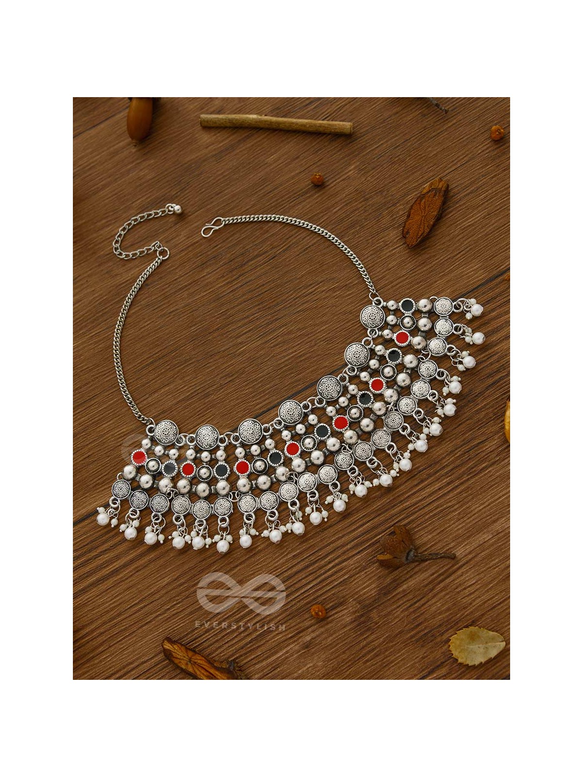 The Boho Barrage - Statement Set of Enamelled Earrings and Neckpiece