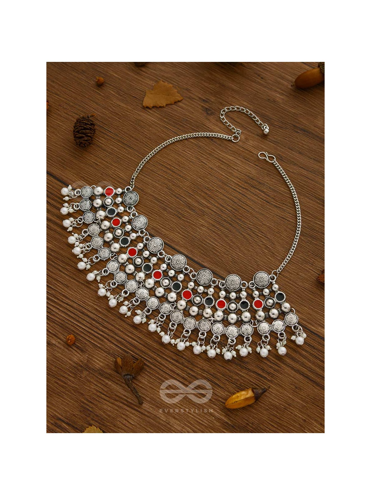 The Boho Barrage - Statement Set of Enamelled Earrings and Neckpiece