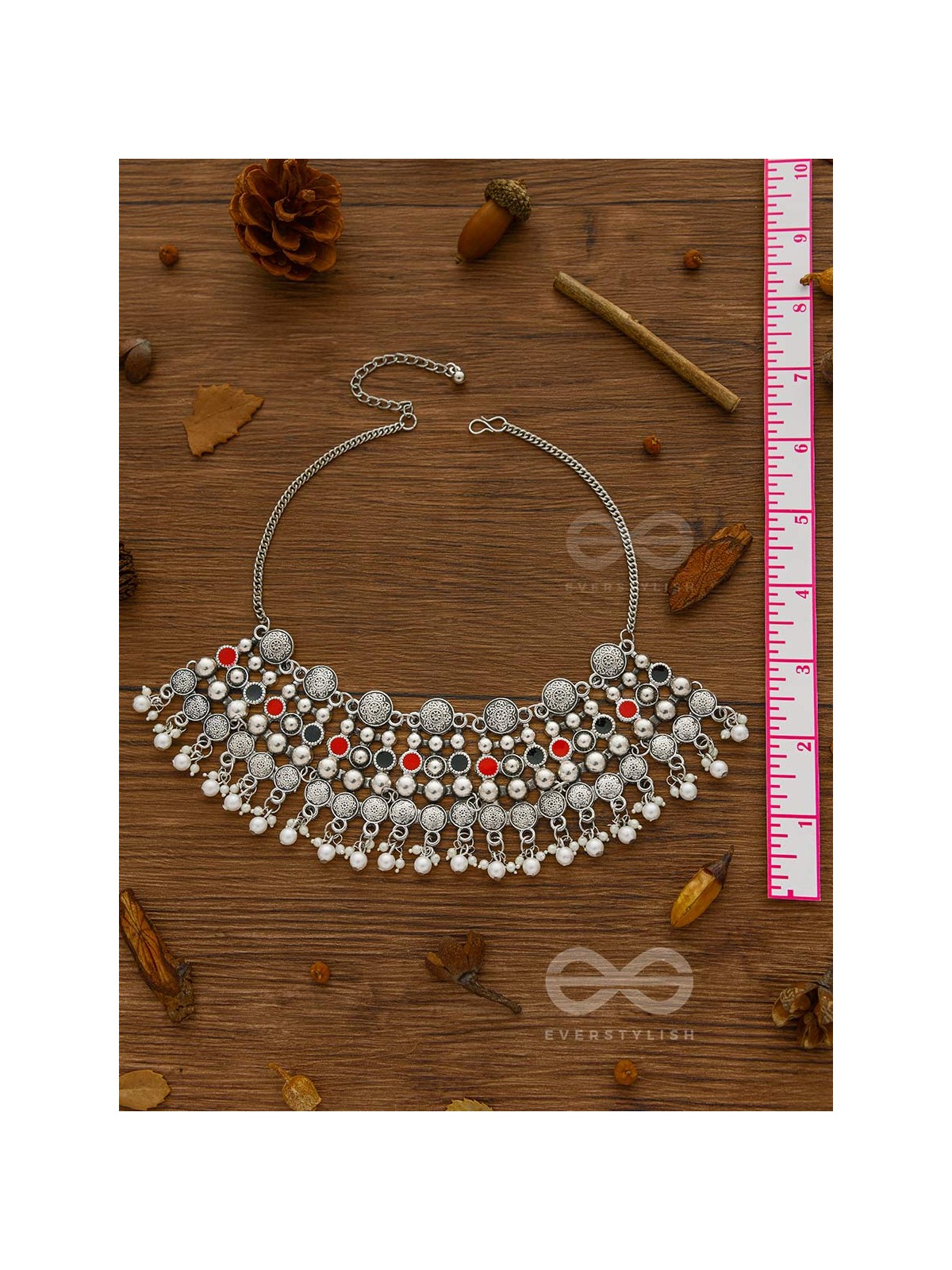 The Boho Barrage - Statement Set of Enamelled Earrings and Neckpiece