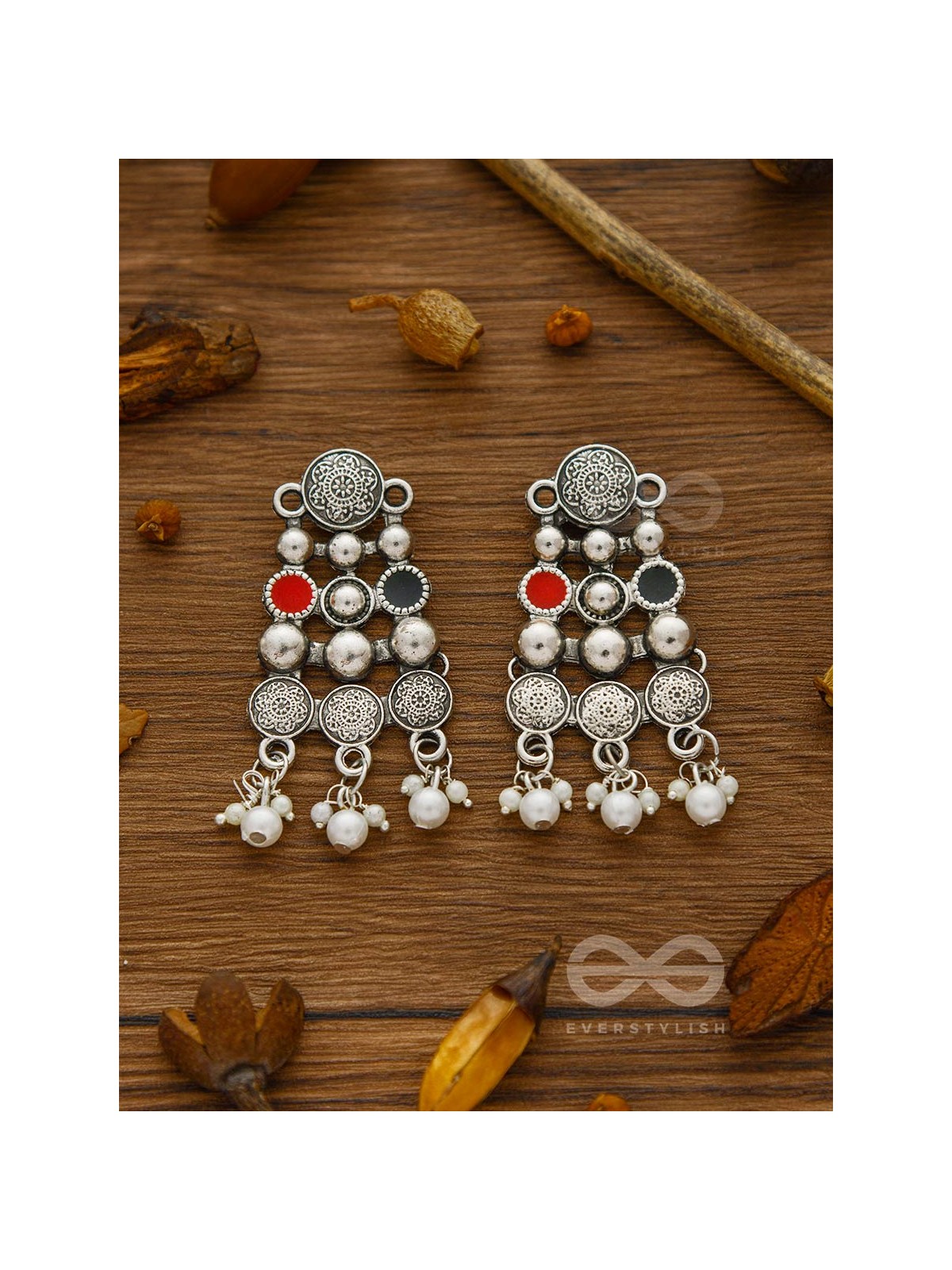 The Boho Barrage - Statement Set of Enamelled Earrings and Neckpiece