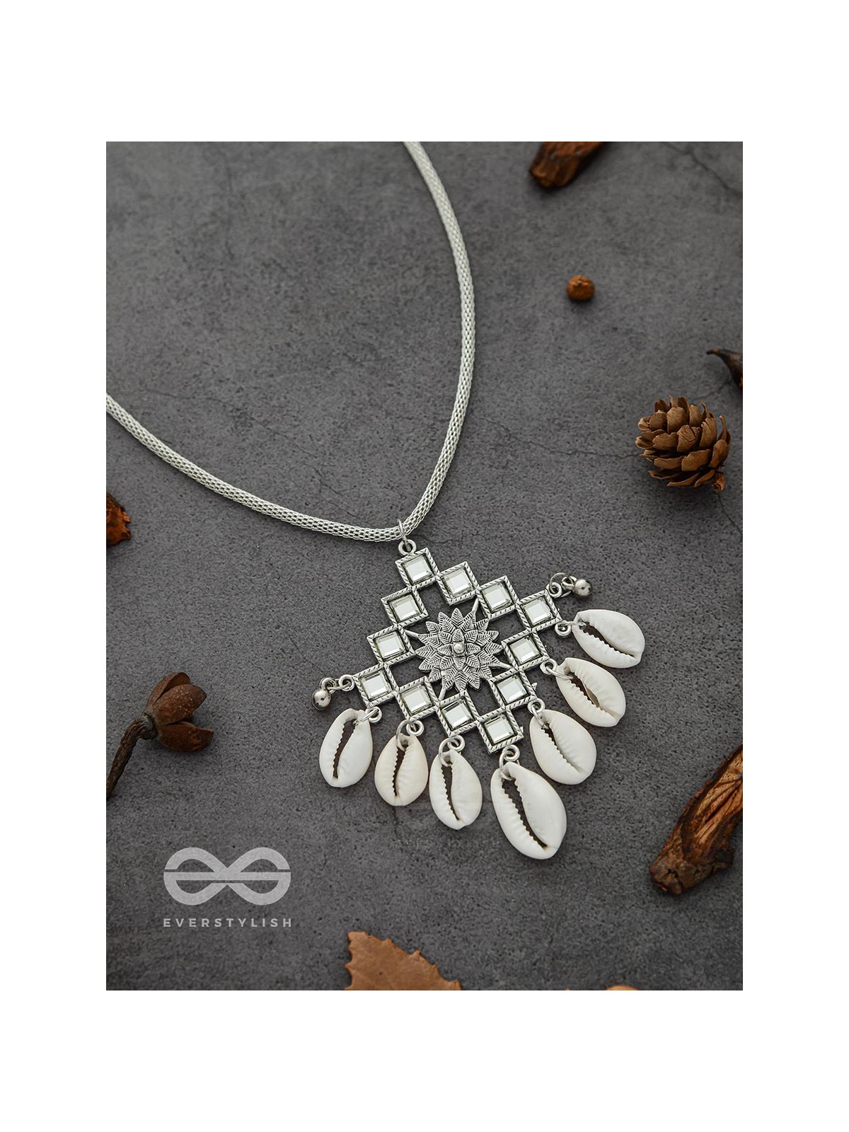 The Shell-Shocked Geometry - Silver Statement Oxidised Neckpiece