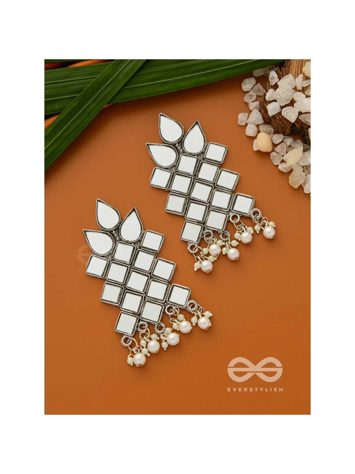 Mirrors on my Ears - Statement Embellished Earrings