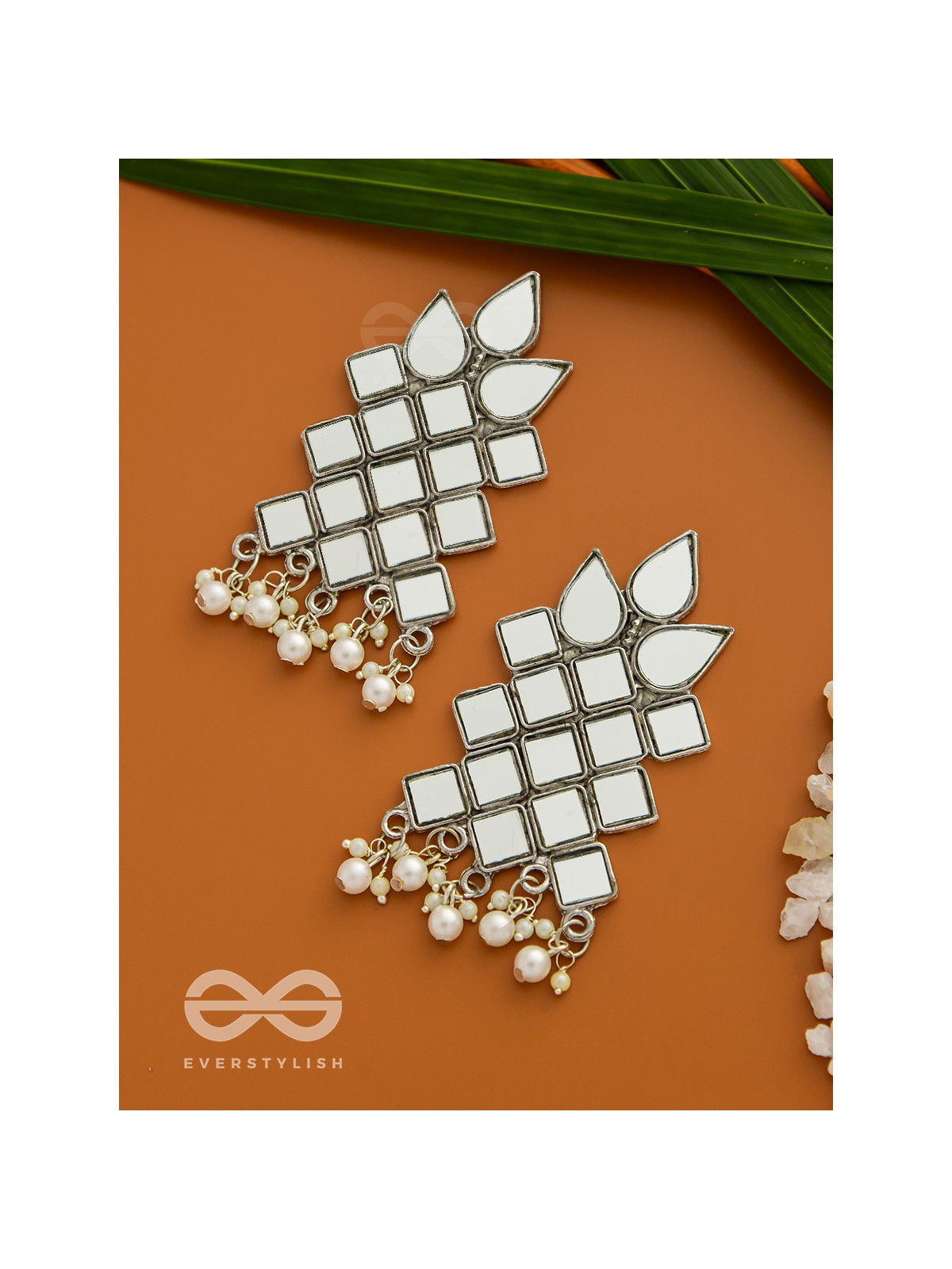 Mirrors on my Ears - Statement Embellished Earrings