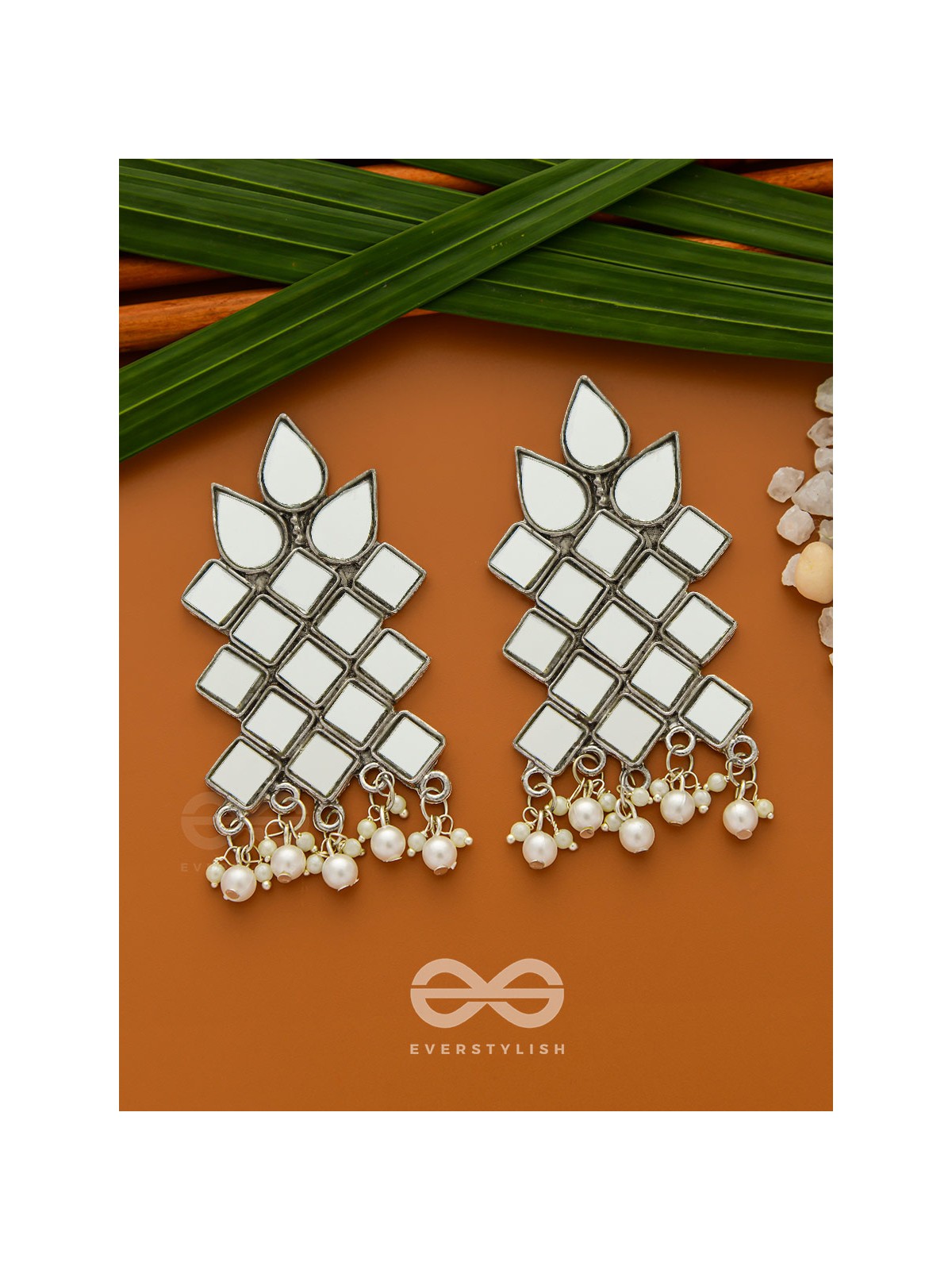 Mirrors on my Ears - Statement Embellished Earrings