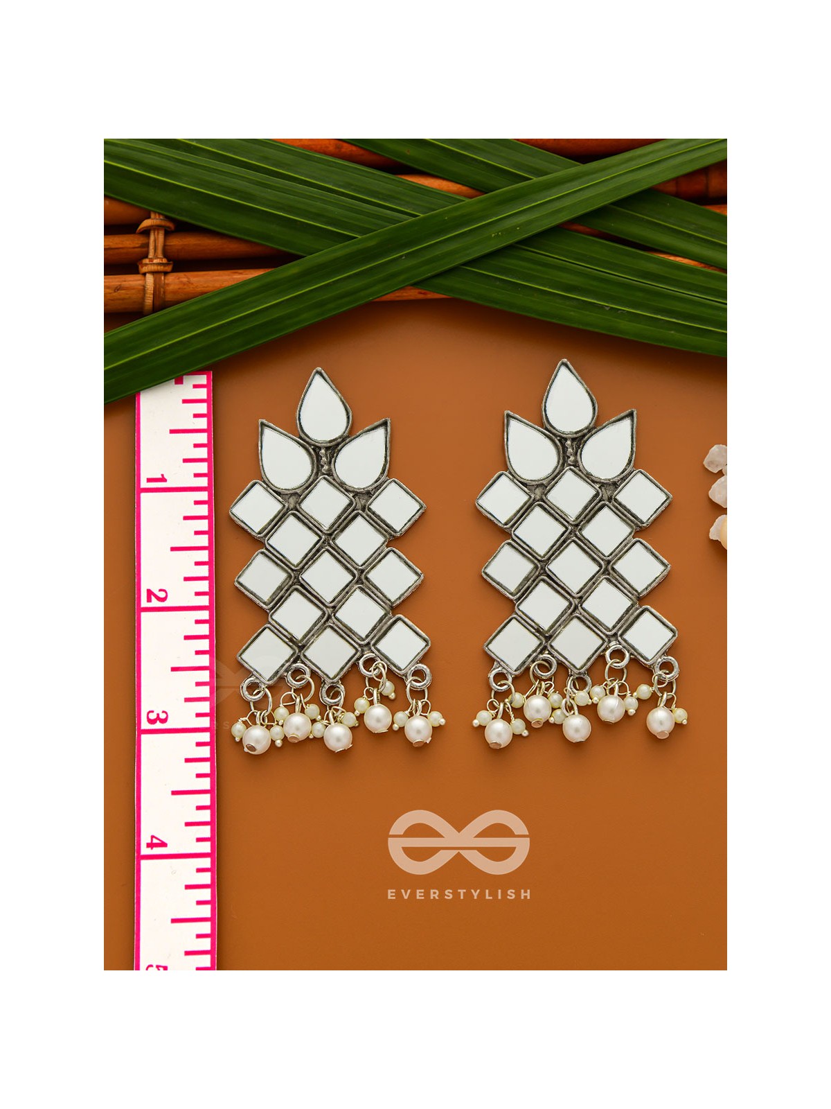 Mirrors on my Ears - Statement Embellished Earrings