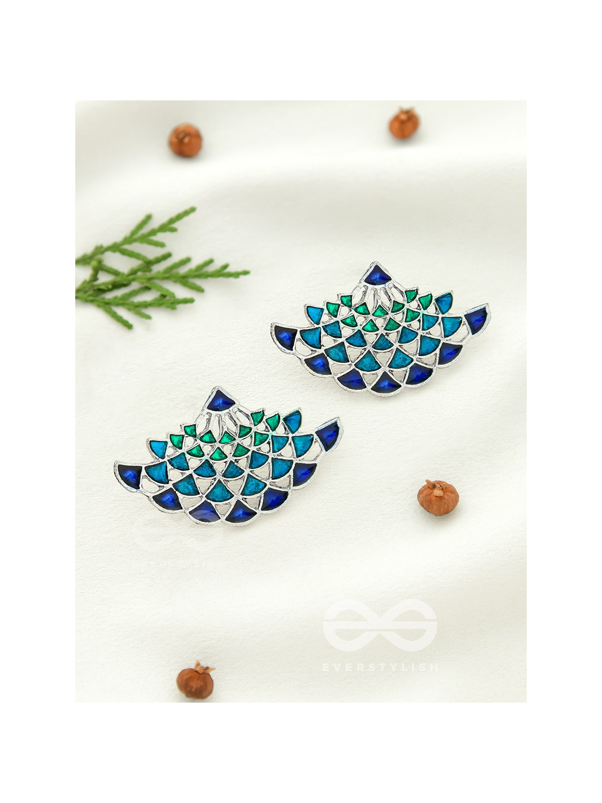The Waves of Ocean - Exquisite Enamelled Earrings