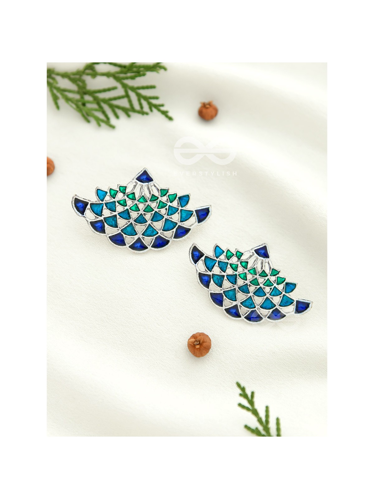 The Waves of Ocean - Exquisite Enamelled Earrings