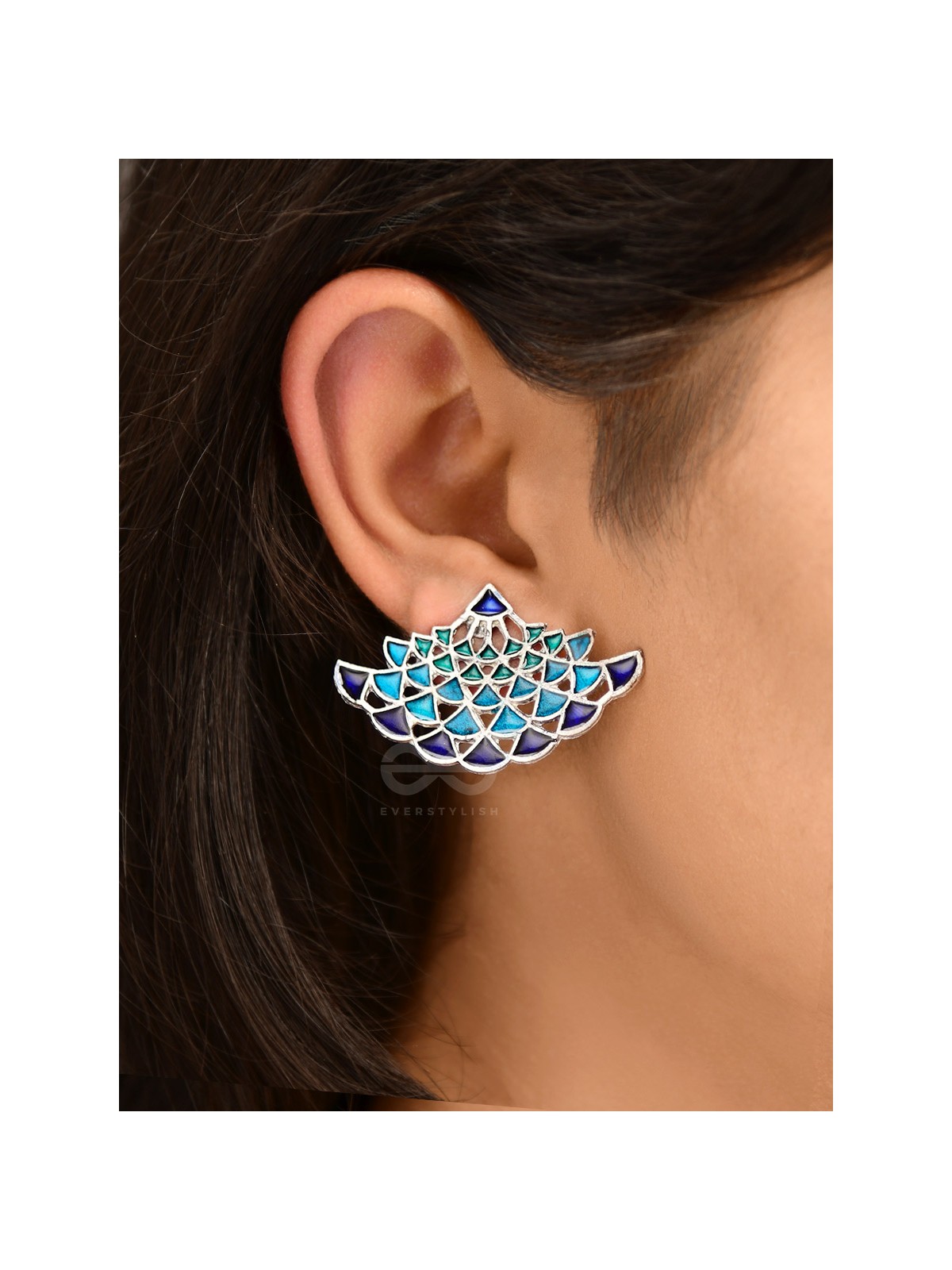 The Waves of Ocean - Exquisite Enamelled Earrings