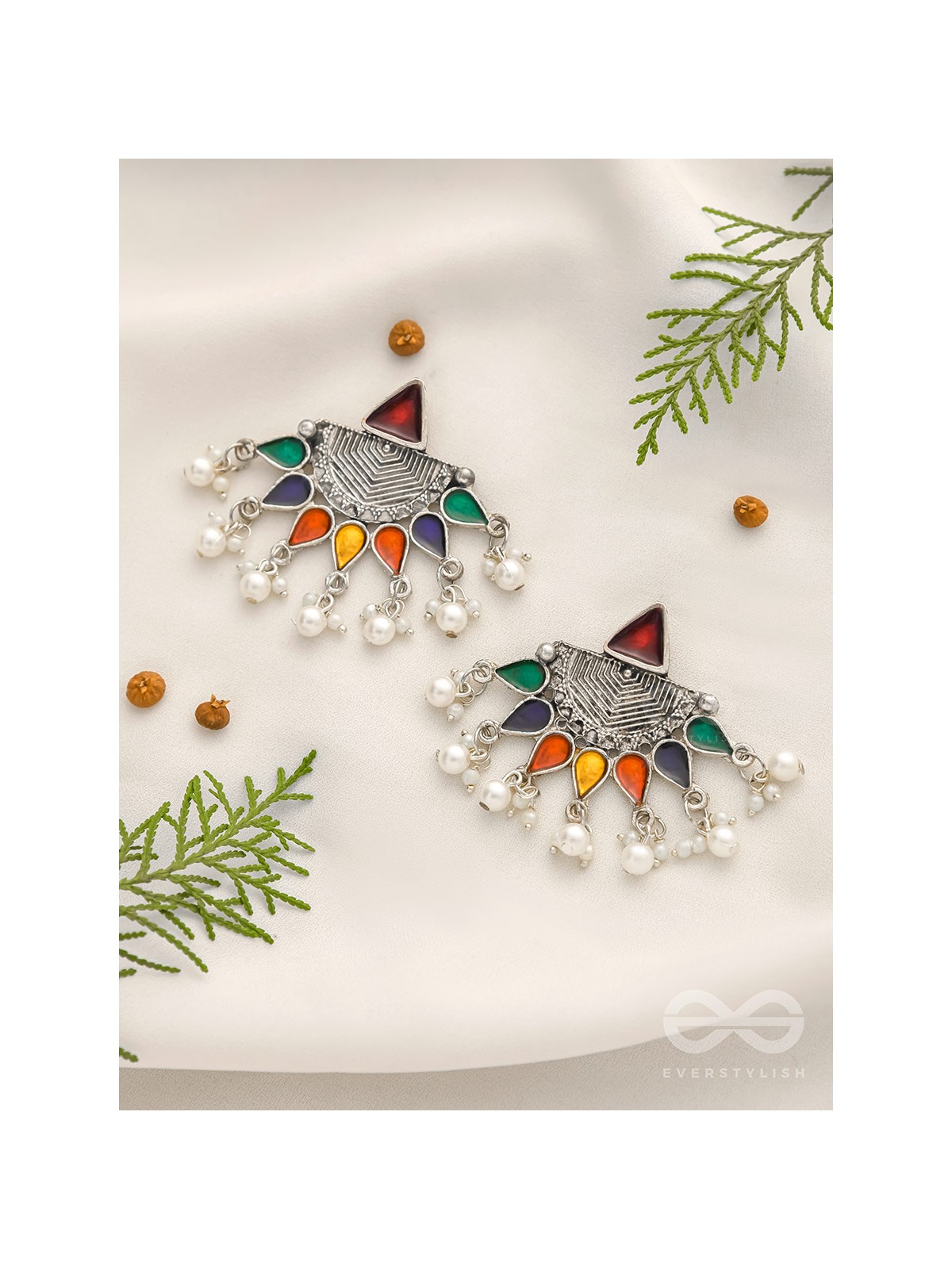 The Splashy Sun- Oxidised Enamelled Earrings