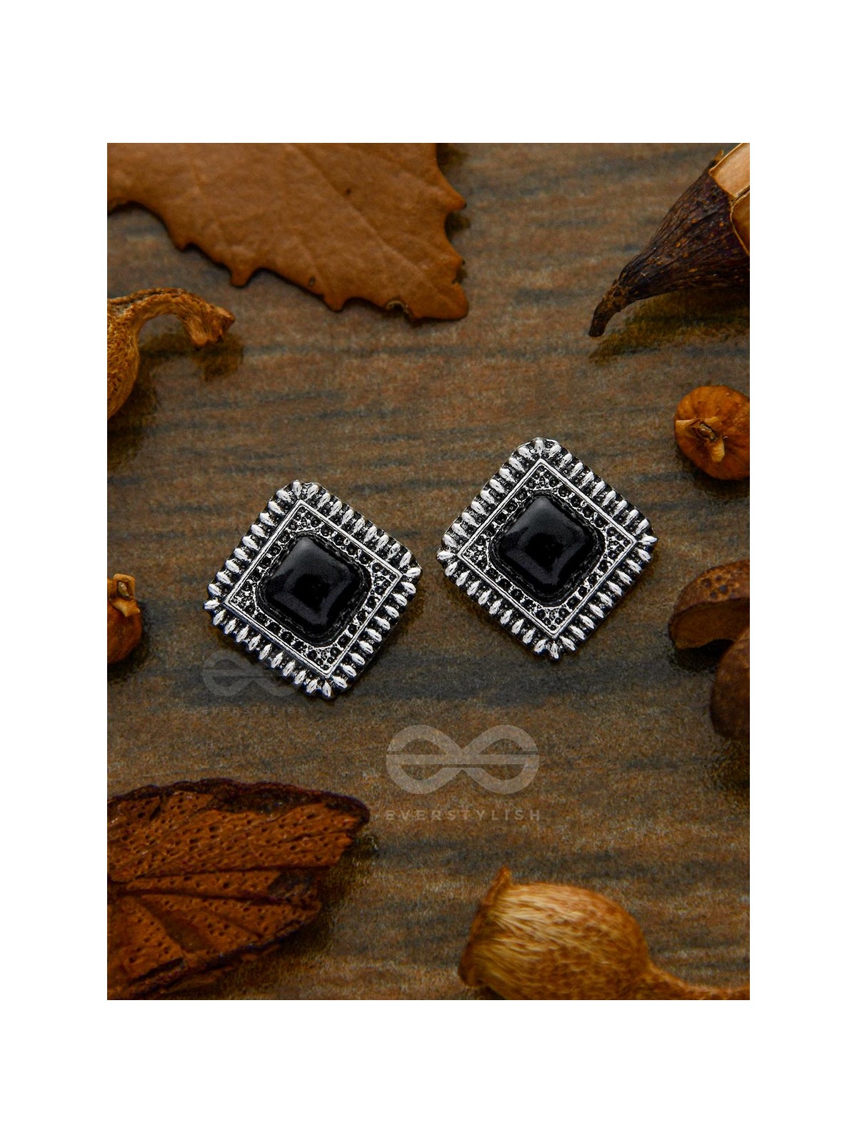 Onyx in a Maze of Silver - Tiny Trinket Earrings