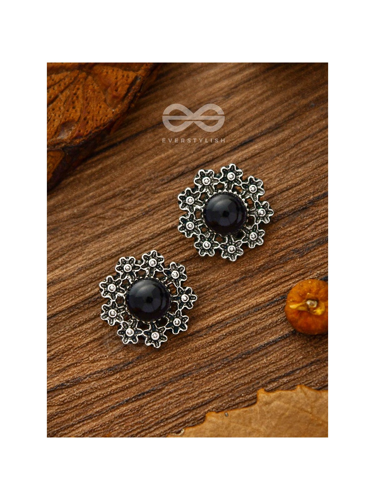 Onyx in a garden - Tiny Trinket Earrings