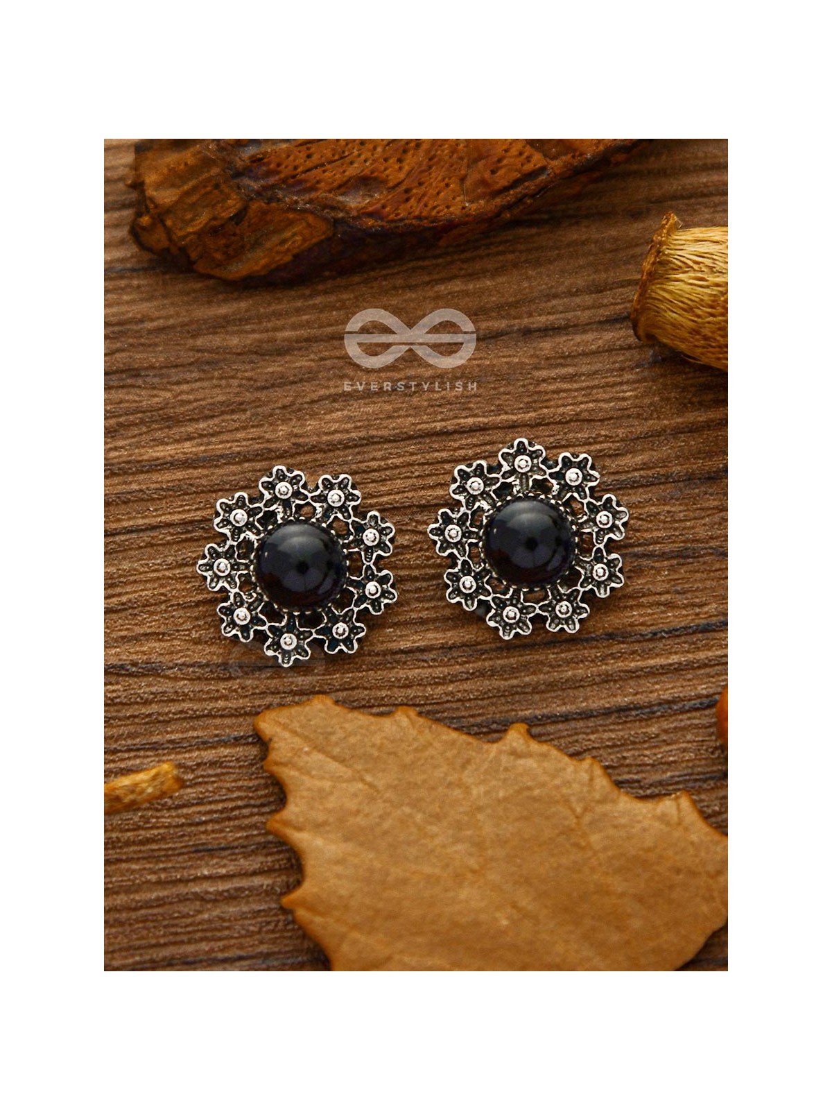 Onyx in a garden - Tiny Trinket Earrings
