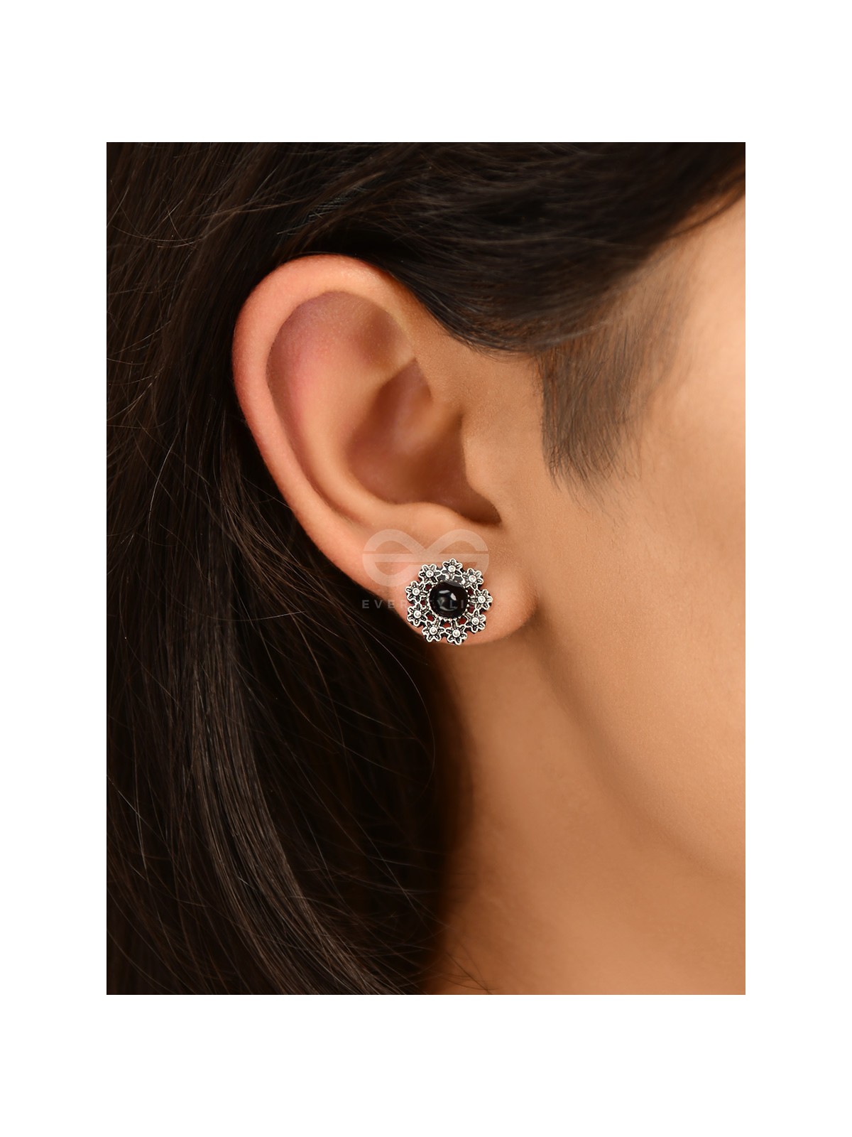 Onyx in a garden - Tiny Trinket Earrings