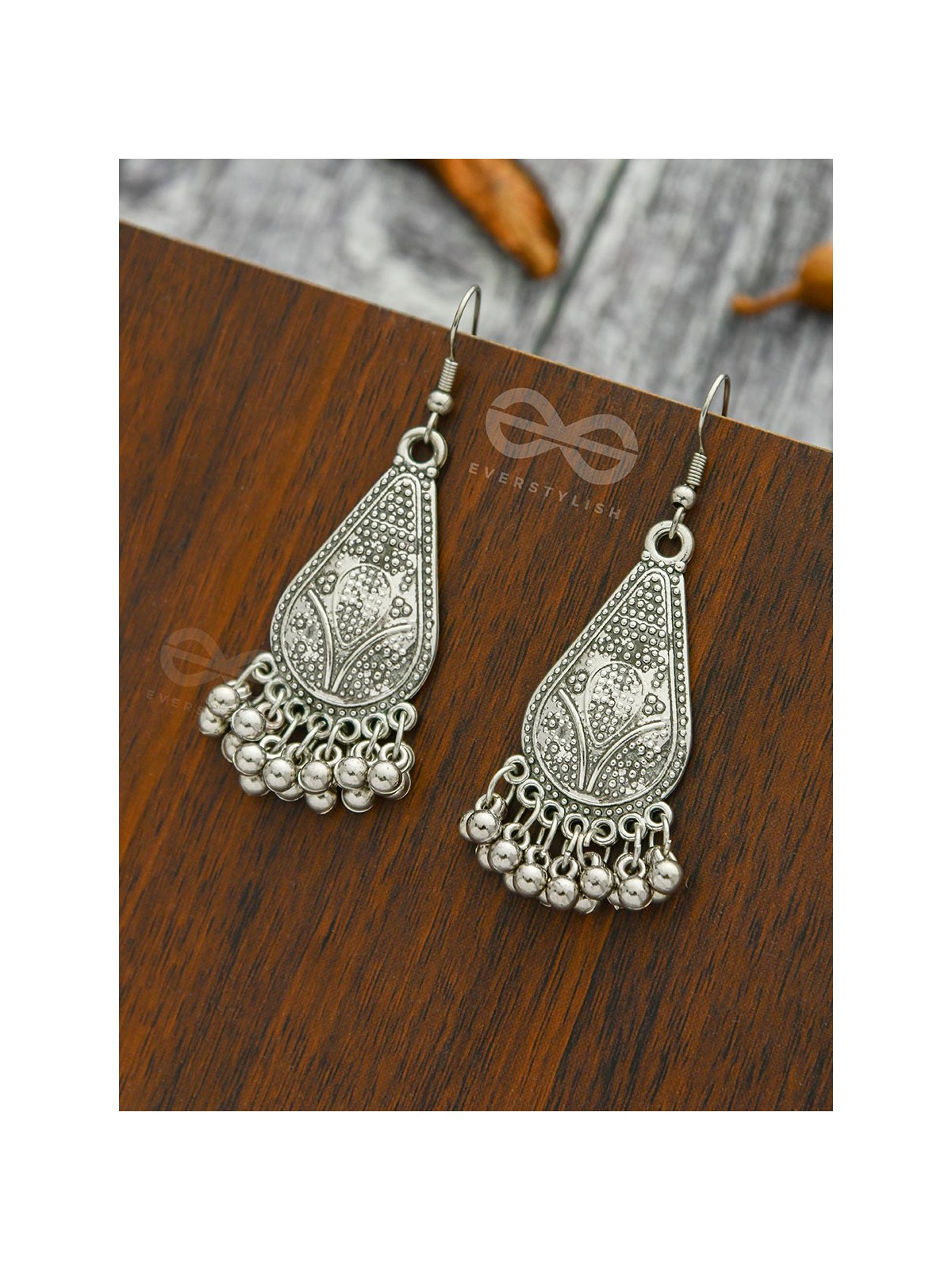 The Artsy Motif Teardrops - Oxidised Boho Earrings