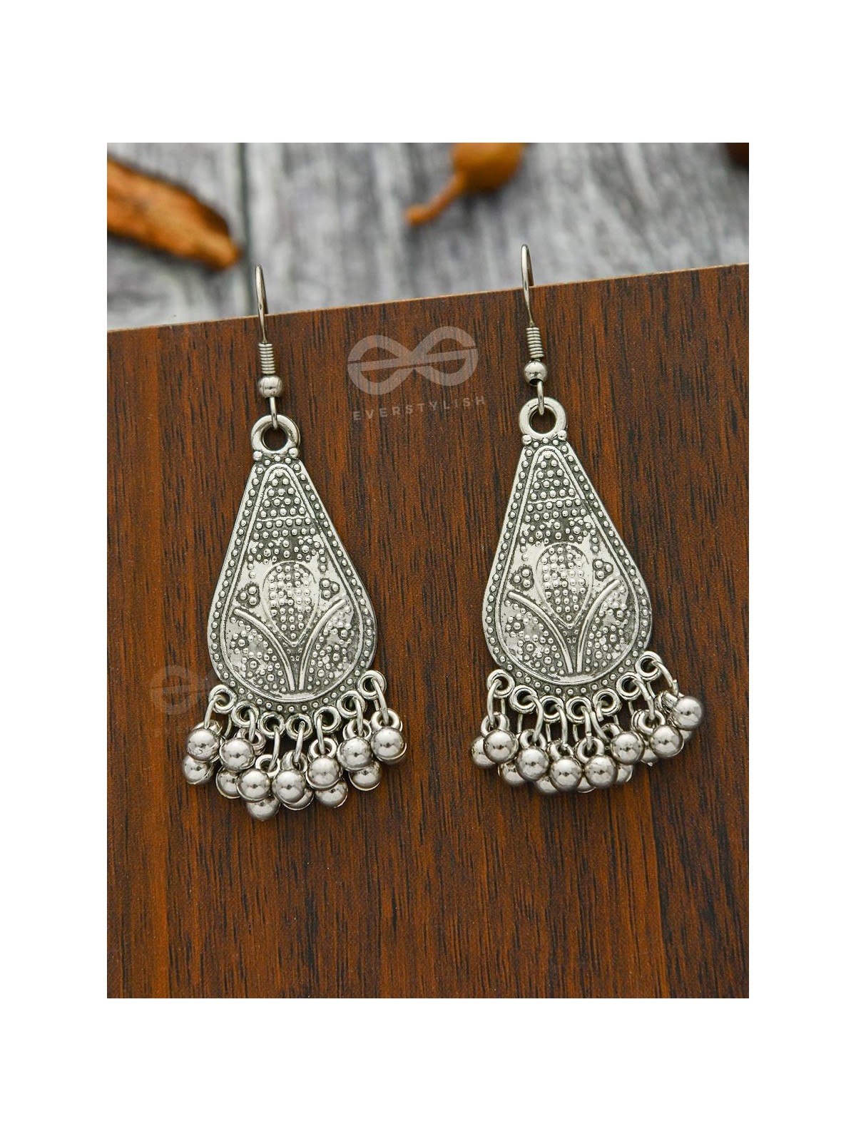 The Artsy Motif Teardrops - Oxidised Boho Earrings