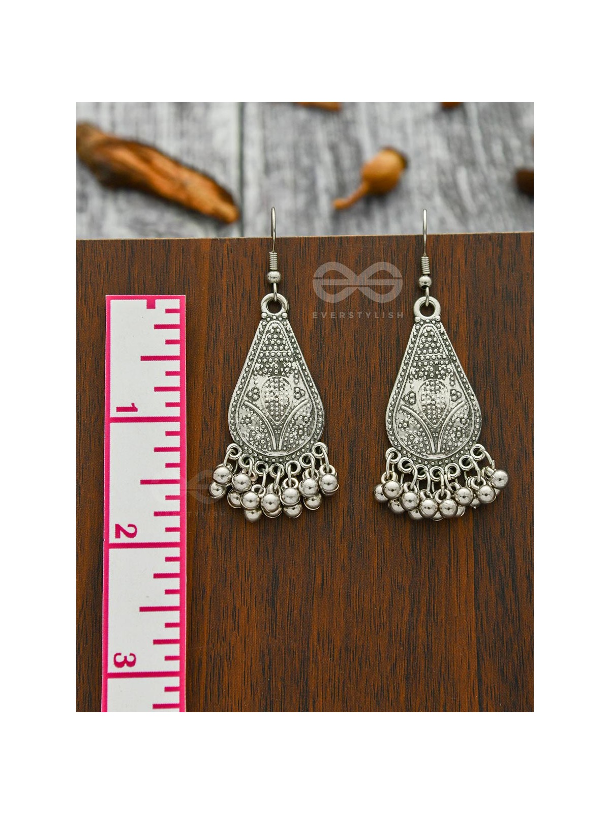 The Artsy Motif Teardrops - Oxidised Boho Earrings