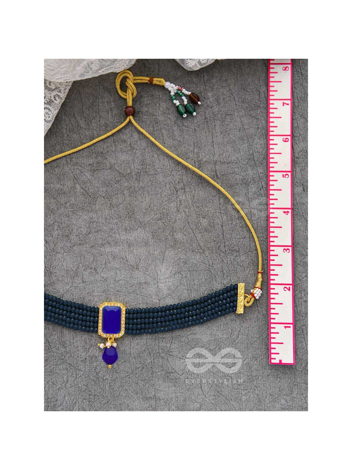 The mystical magnificence - set of statement choker and earrings ( Prussian Blue)