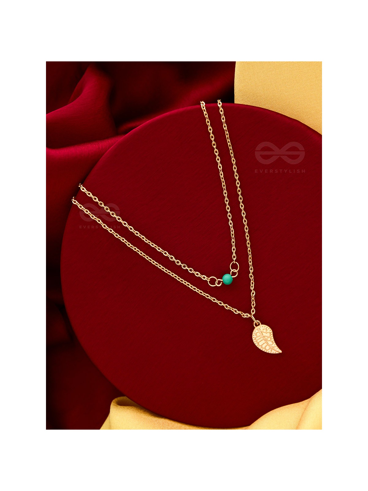 The Turquoise Leaflet - Multilayered Statement Neckpiece With Anti-Tarnish Coating 