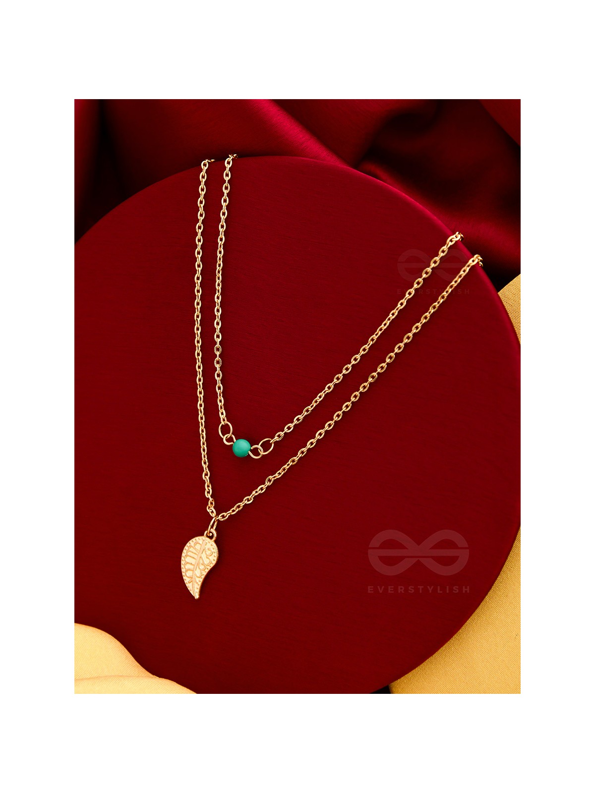 The Turquoise Leaflet - Multilayered Statement Neckpiece With Anti-Tarnish Coating 