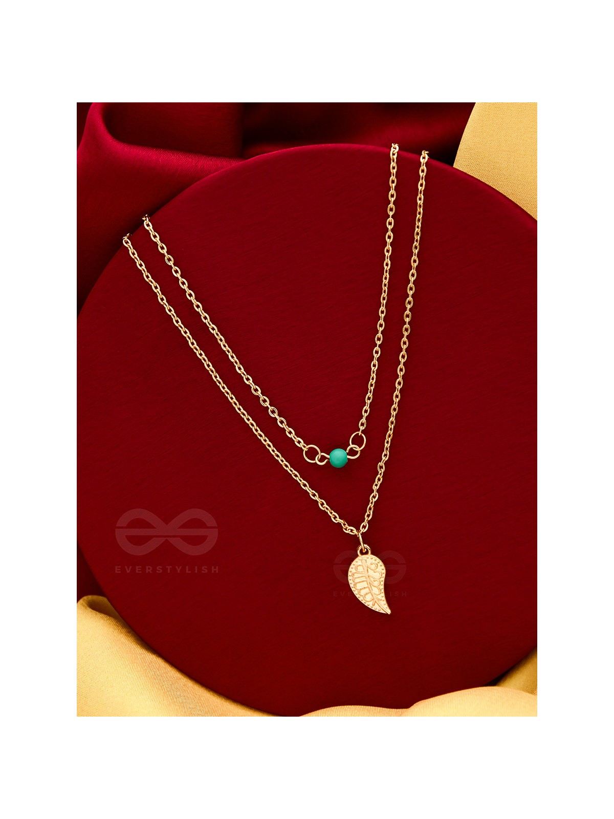 The Turquoise Leaflet - Multilayered Statement Neckpiece With Anti-Tarnish Coating 