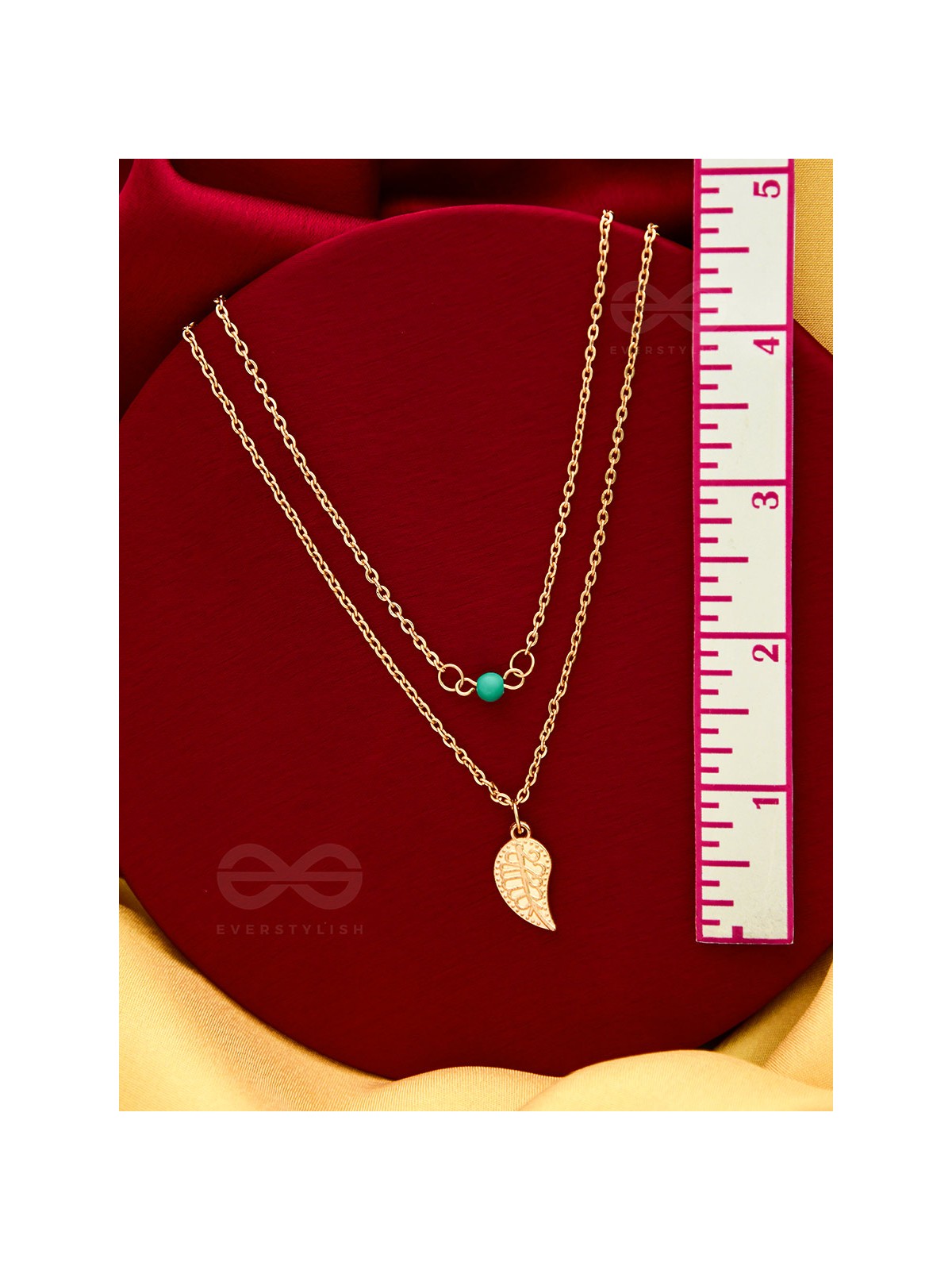 The Turquoise Leaflet - Multilayered Statement Neckpiece With Anti-Tarnish Coating 