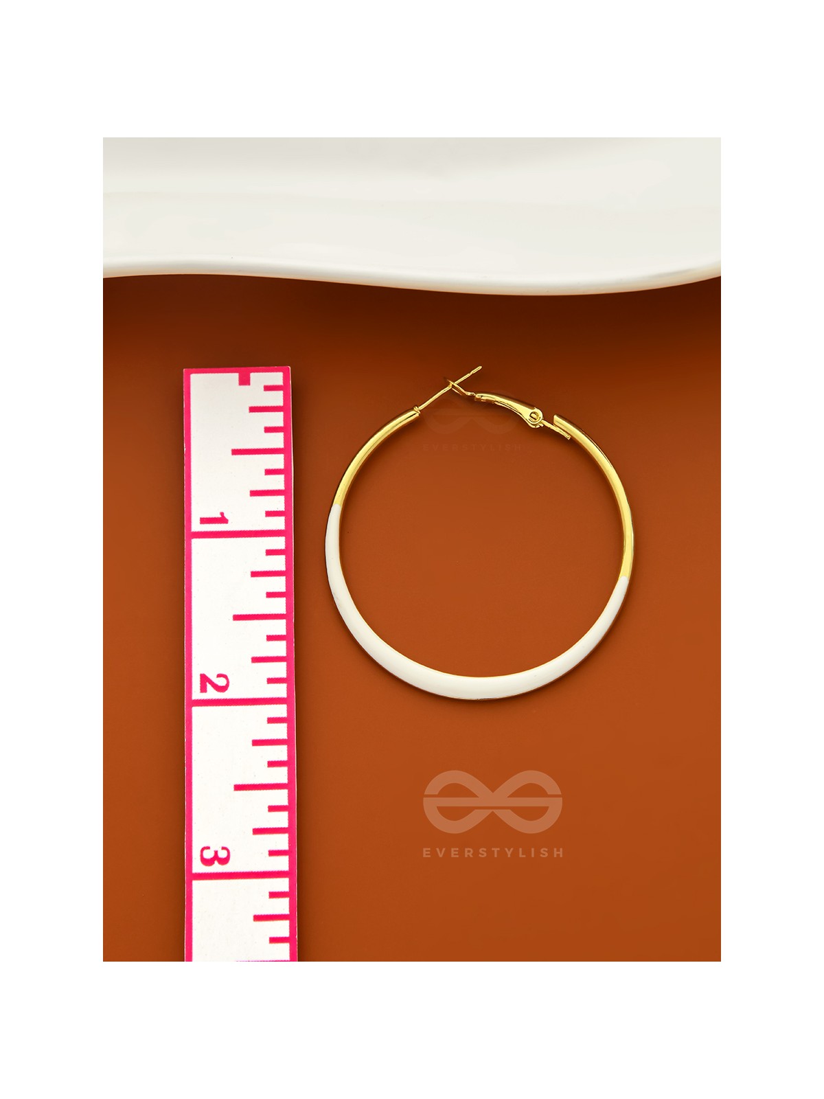 The Ashen Loops- Golden Hoop Earrings (Porcelain White)