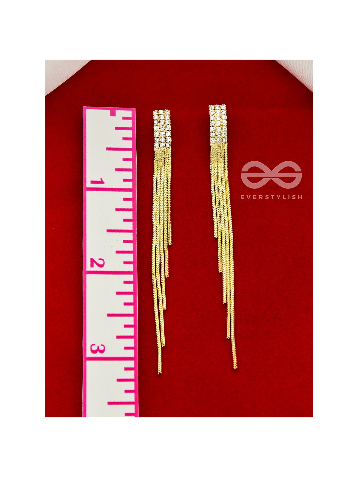 Melting Glint- Rhinestones Encrusted Golden Dangler Earrings 