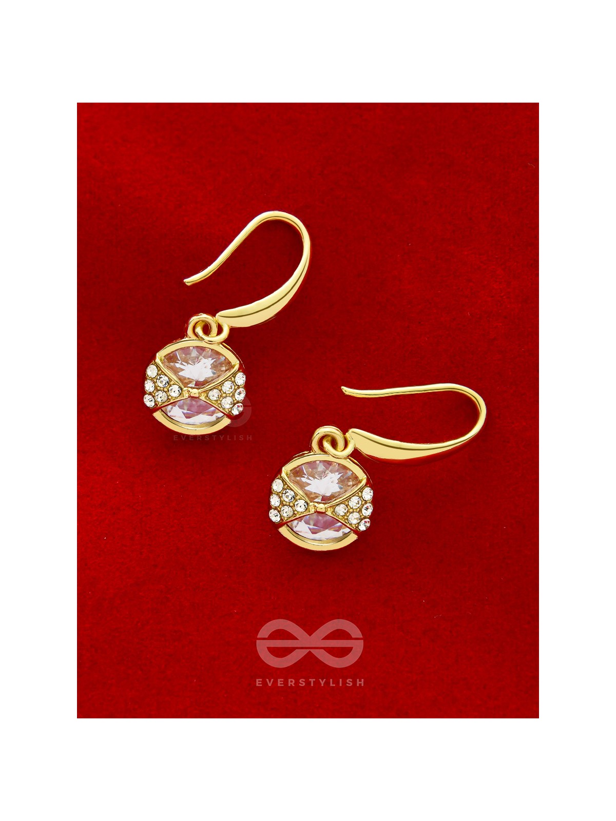 Golden Globes- Gem Stone and Rhinestones Studded Golden Earrings