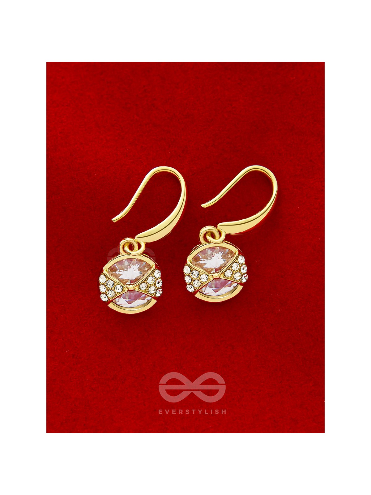 Golden Globes- Gem Stone and Rhinestones Studded Golden Earrings