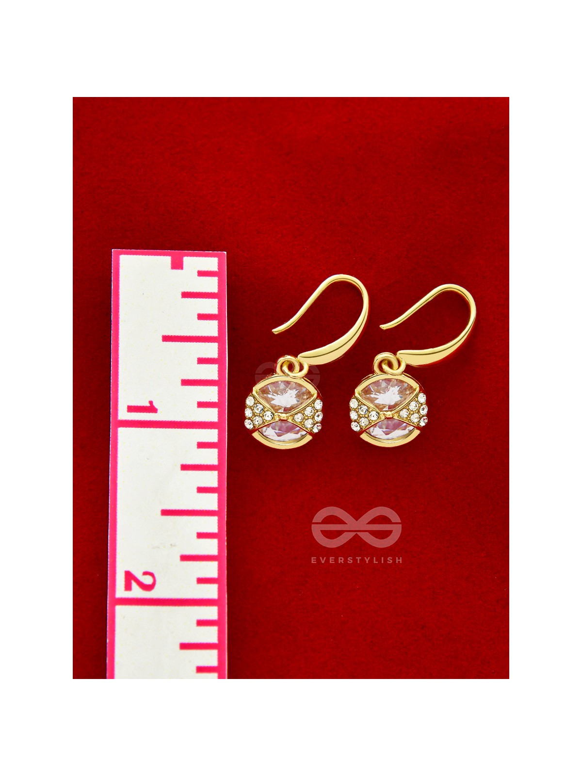 Golden Globes- Gem Stone and Rhinestones Studded Golden Earrings