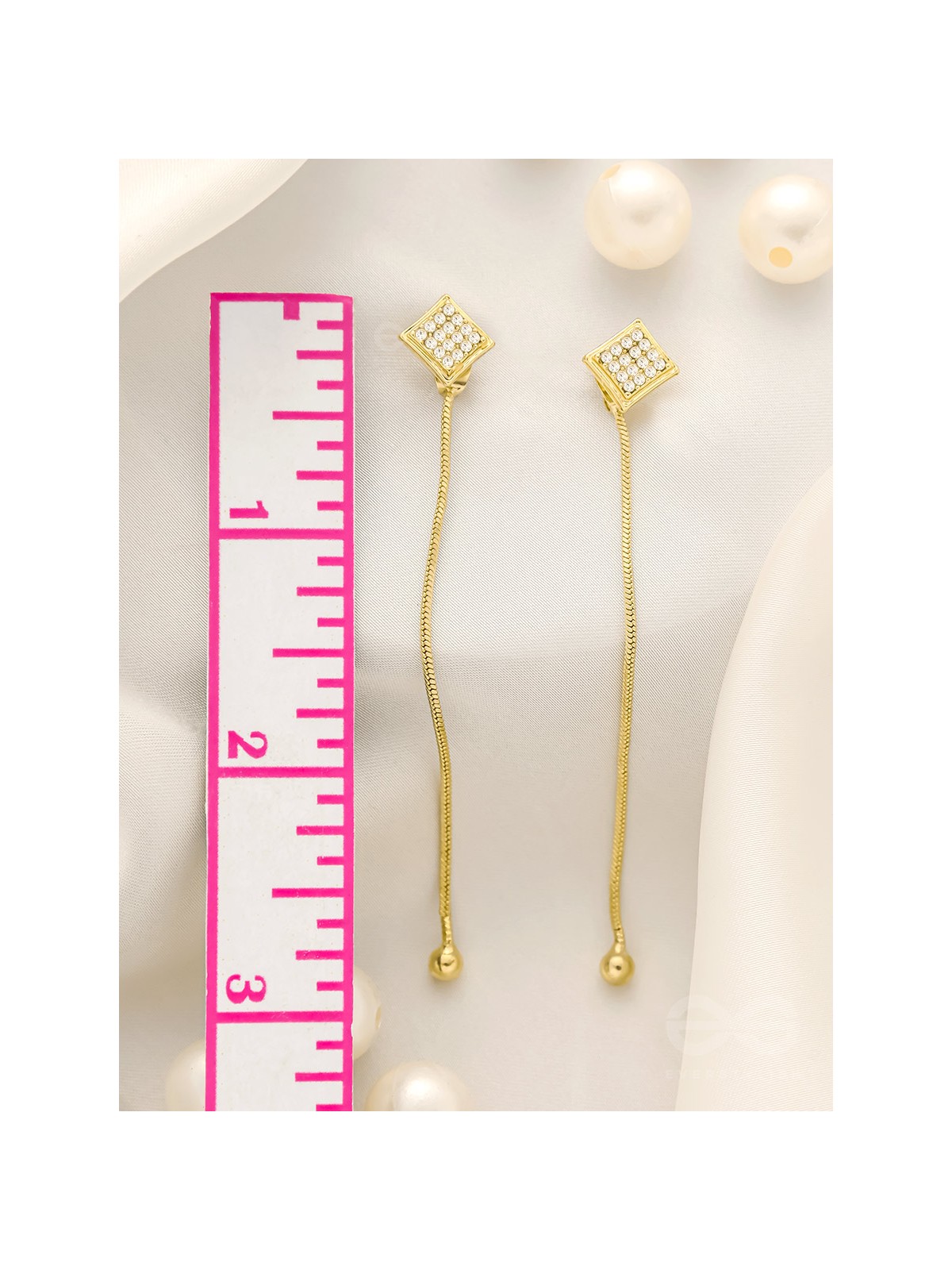 Drops of Gold- Rhinestones Encrusted Golden Dangler Earrings
