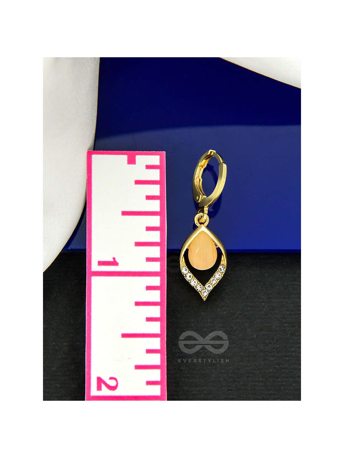 Twinkling Teardrops- Rhinestones Studded Golden Earrings