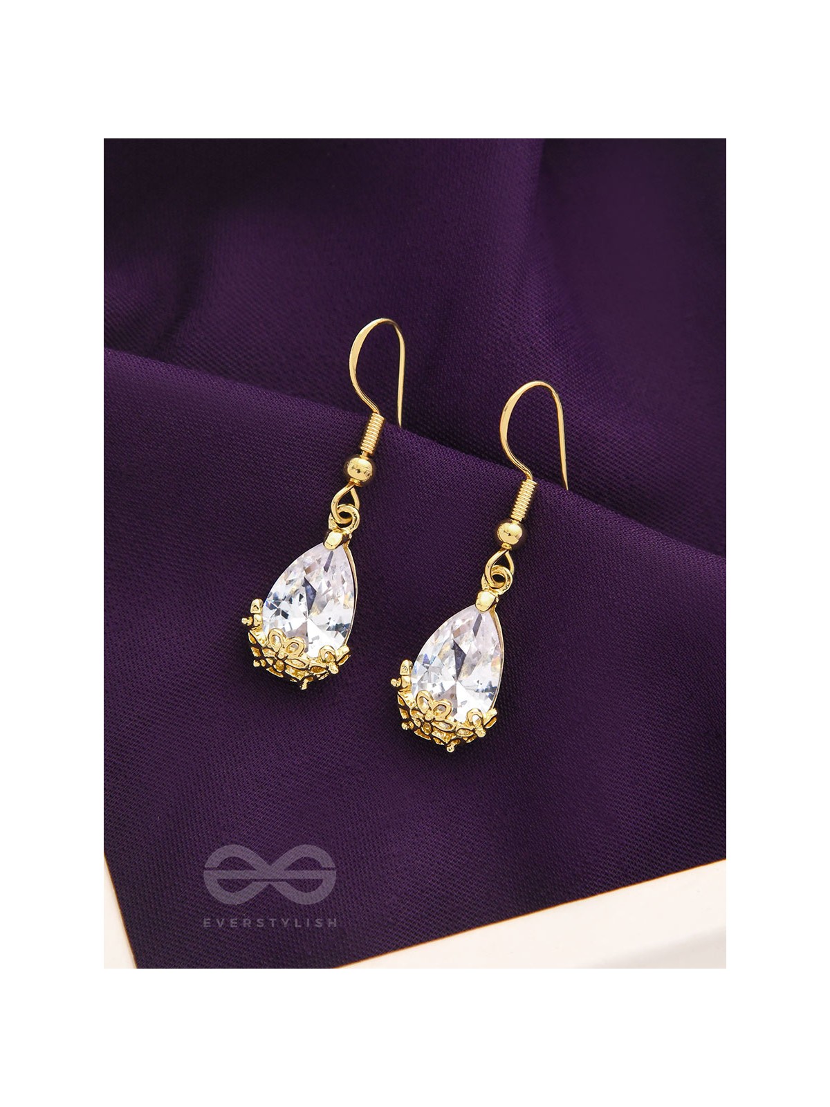 Glazed Dewdrops- Golden Crystal Earrings