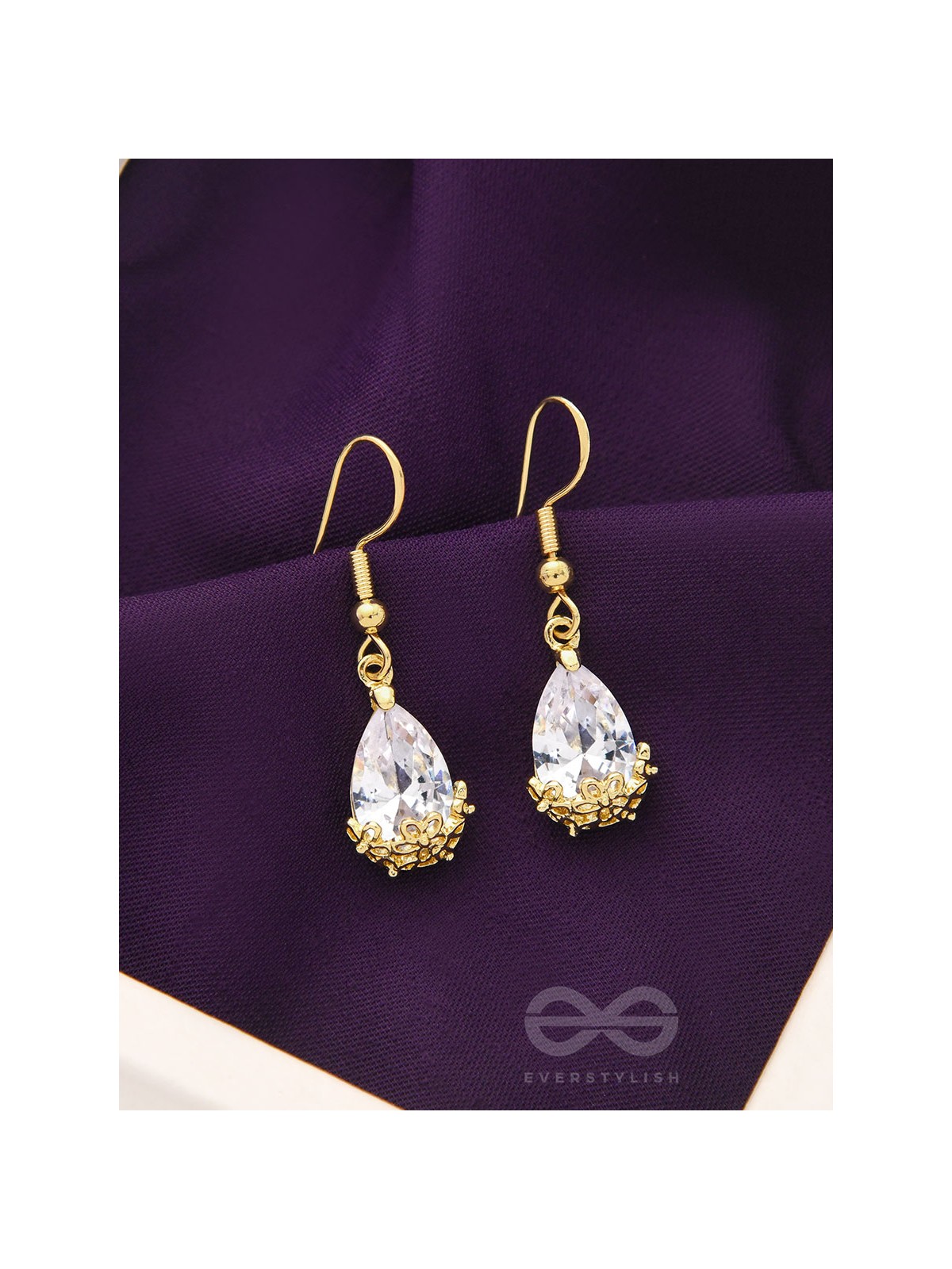 Glazed Dewdrops- Golden Crystal Earrings