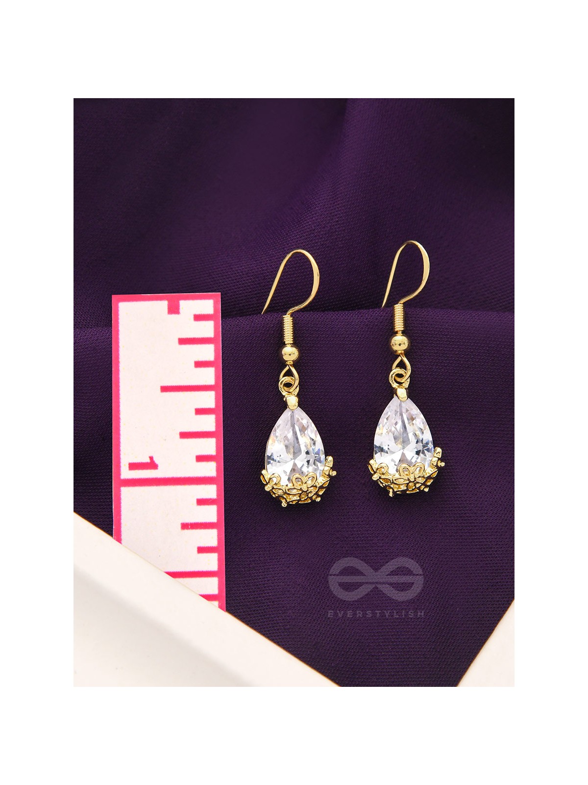 Glazed Dewdrops- Golden Crystal Earrings